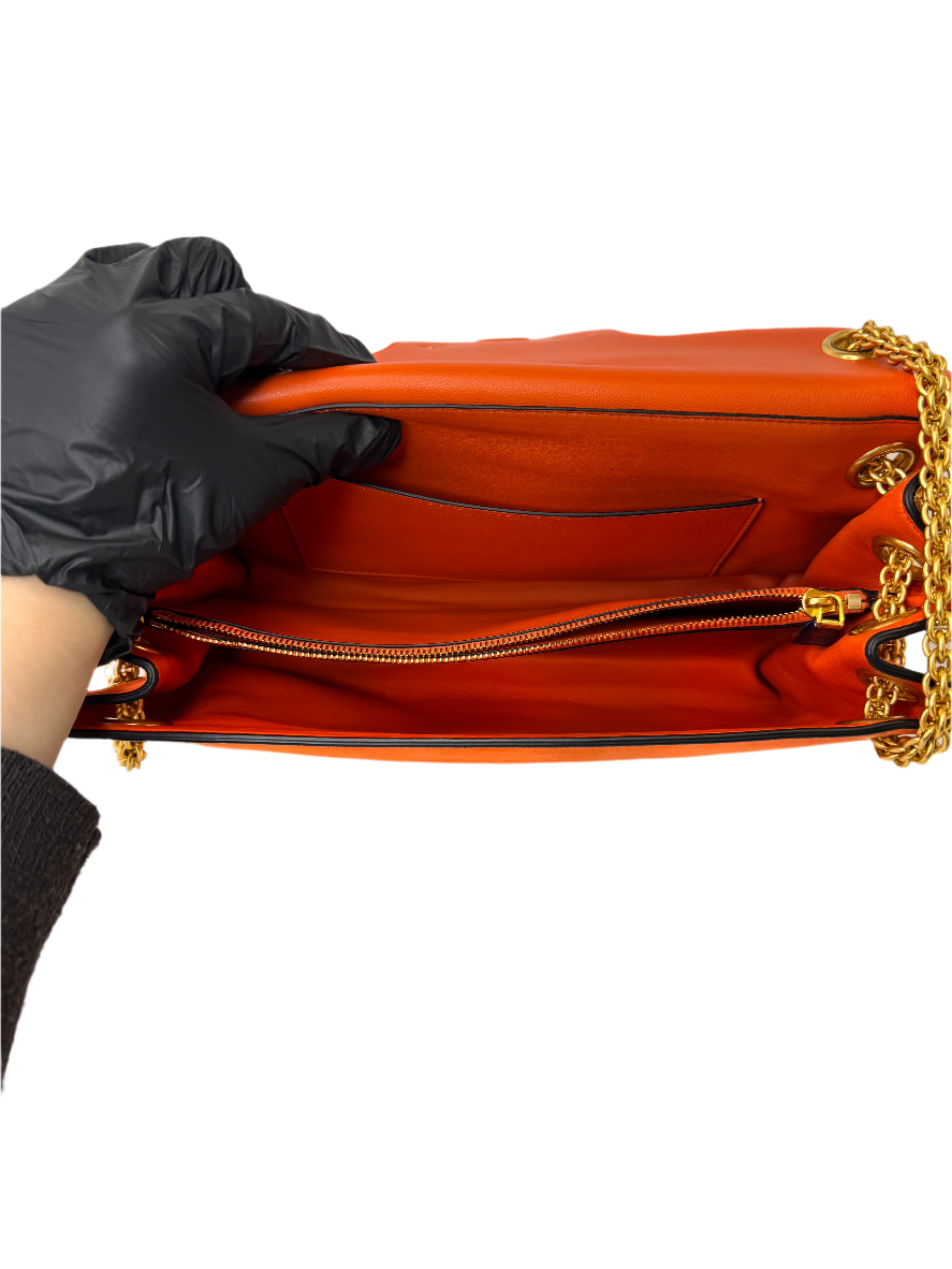 Valentino Garavani Stud Sign Shoulder Bag – Orange Nappa Leather - Lost Designer