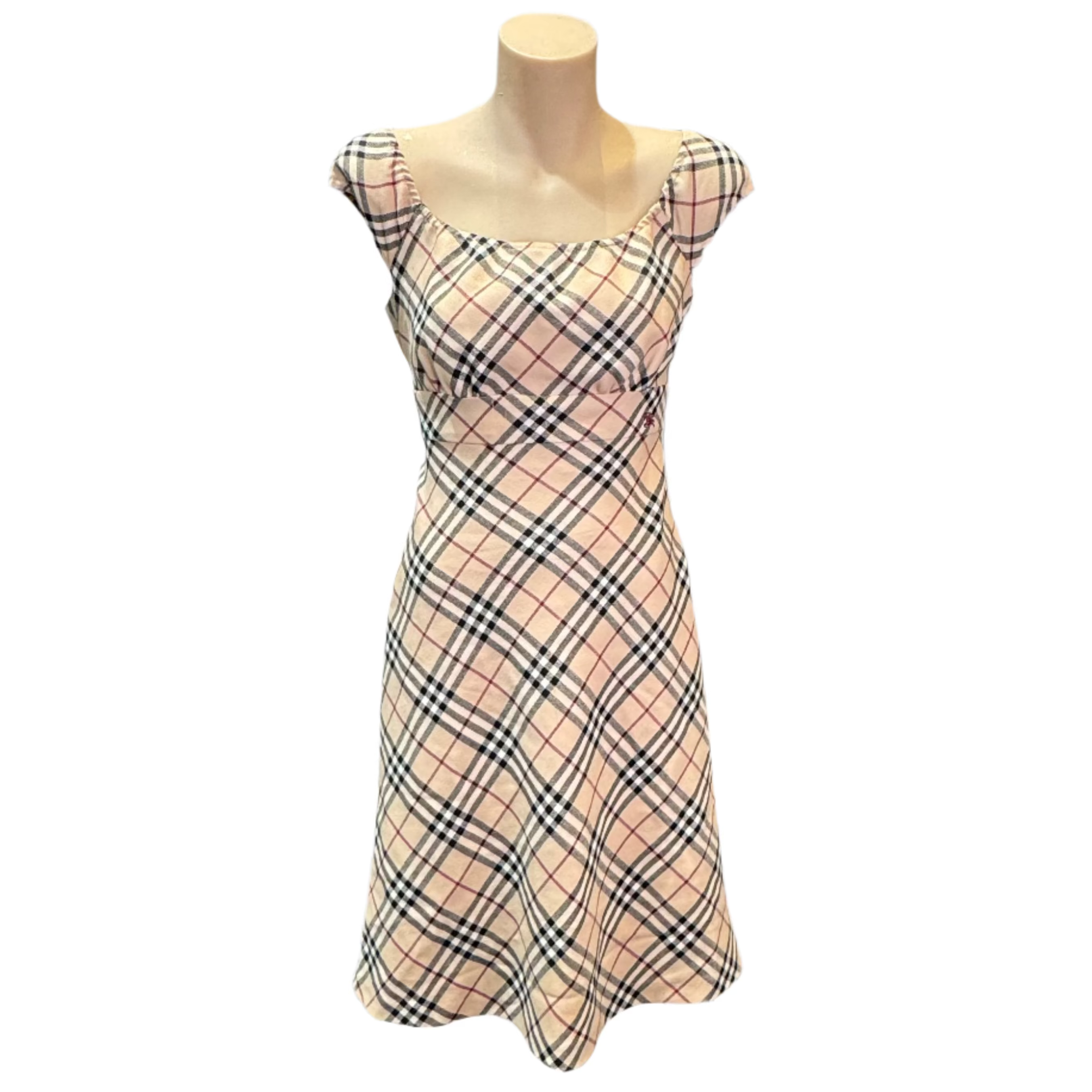 Beige Burberry sleeveless check dress size 38 - Lost Designer