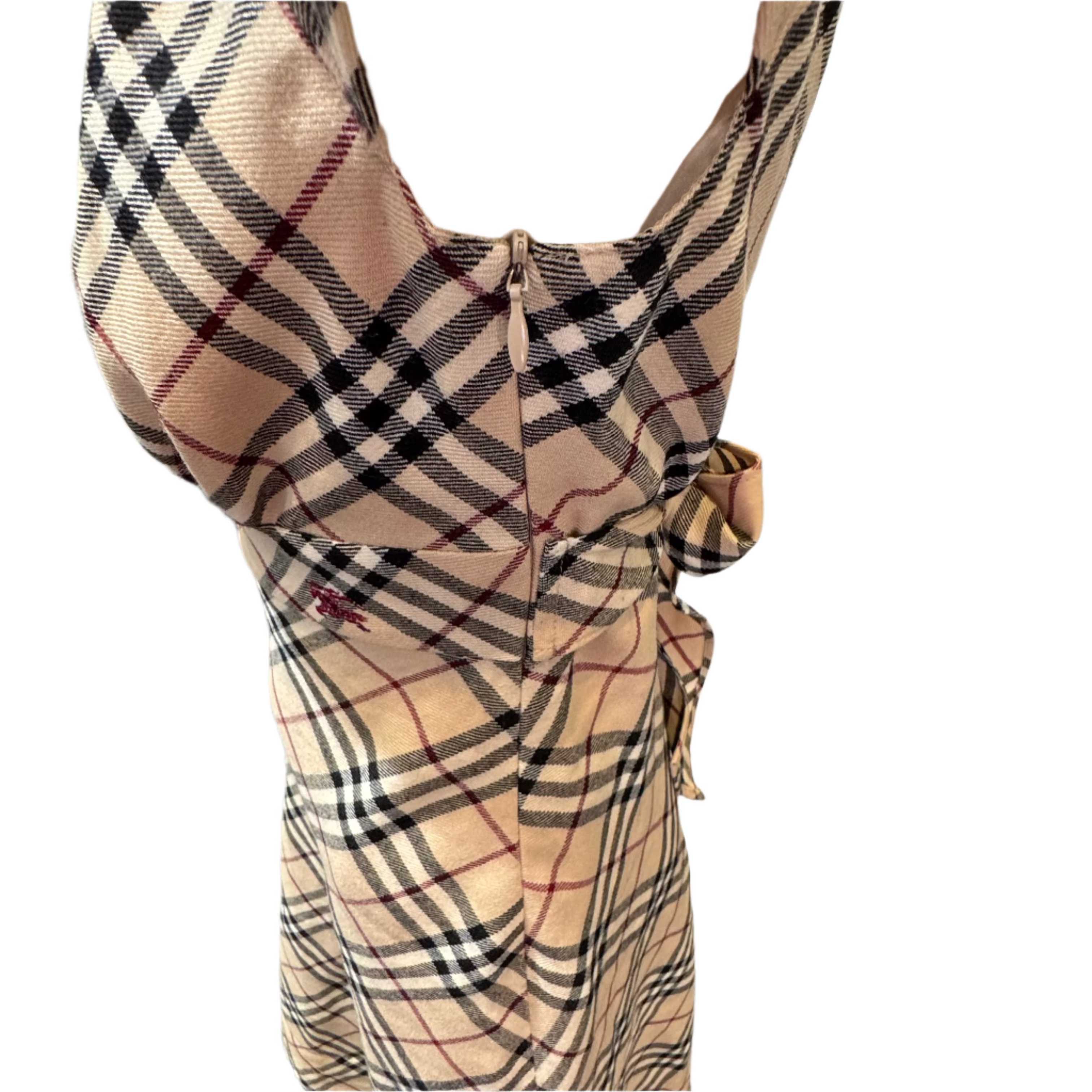 Beige Burberry sleeveless check dress size 38 - Lost Designer