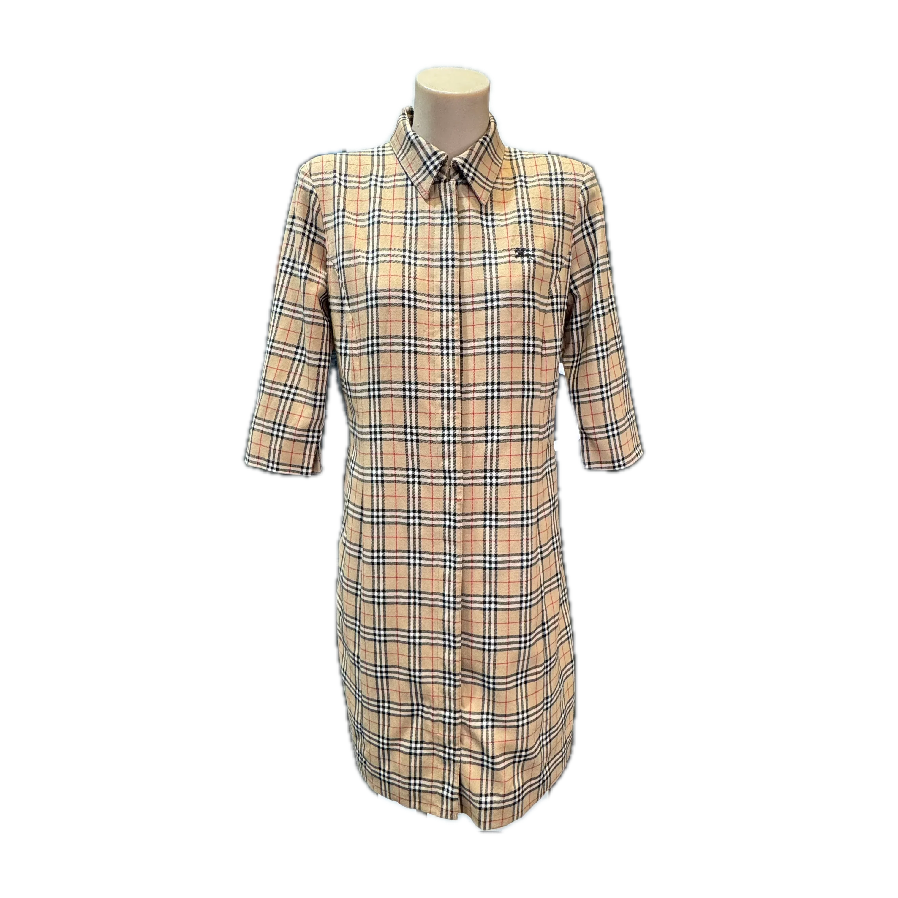 Burberry Check Short sleeve dress Beige size 38 - Lost Designer