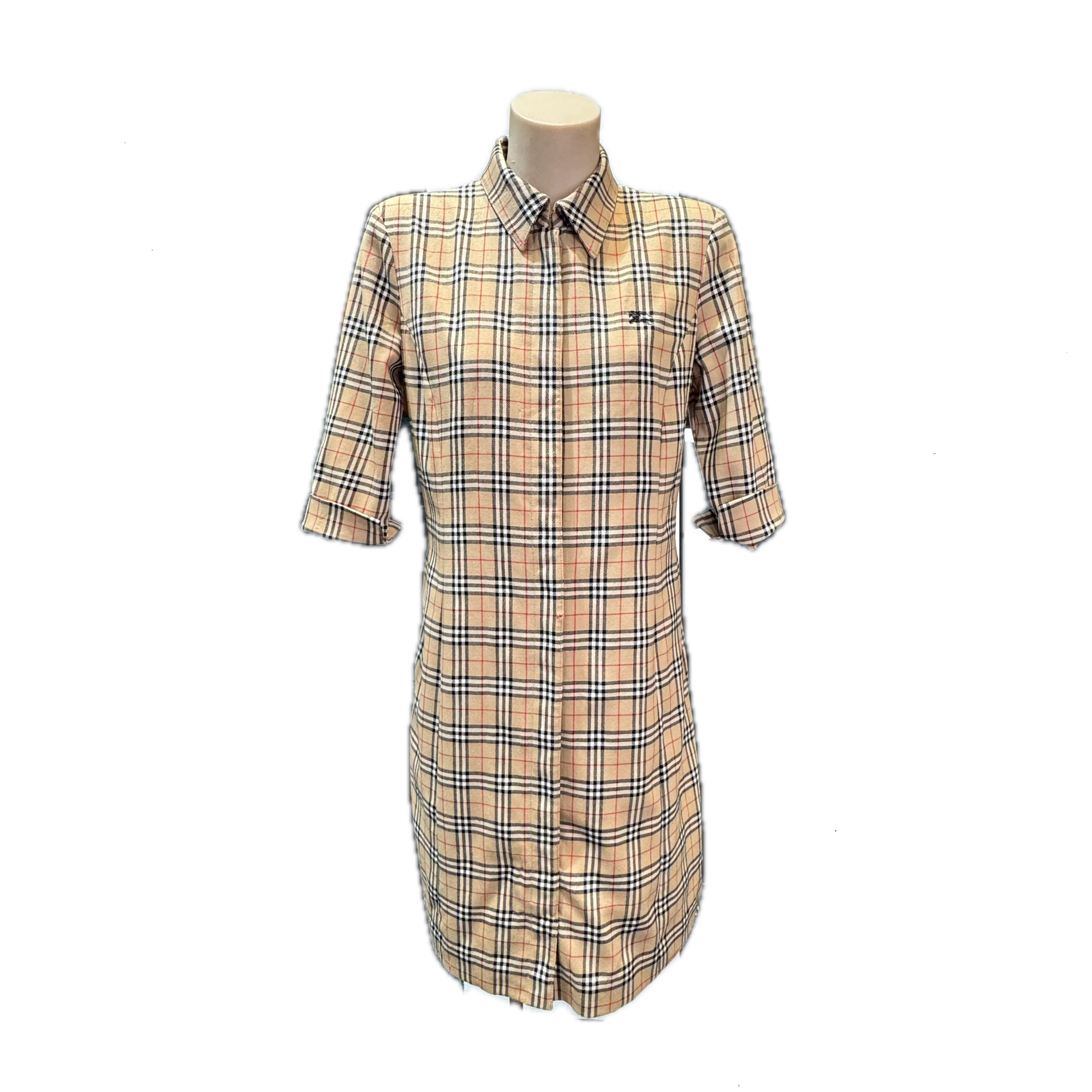 Burberry Check Short sleeve dress Beige size 38 - Lost Designer