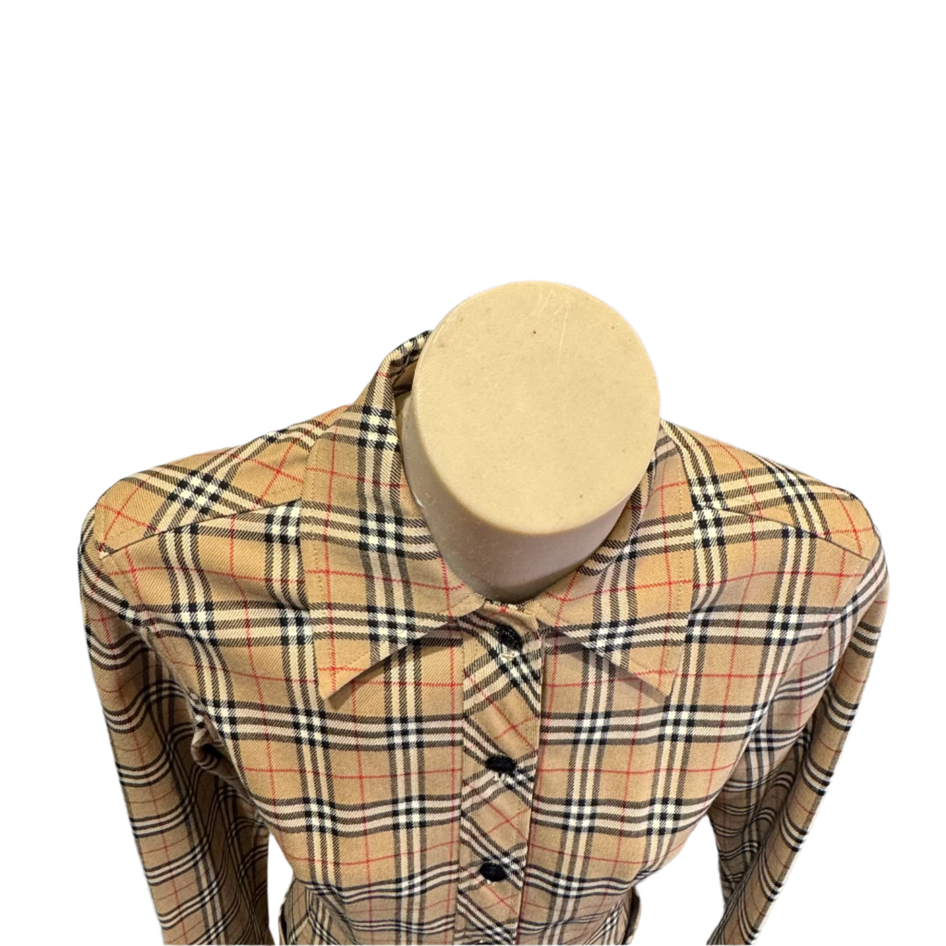 Burberry Check pocket dress long sleeve 38 - Lost Designer