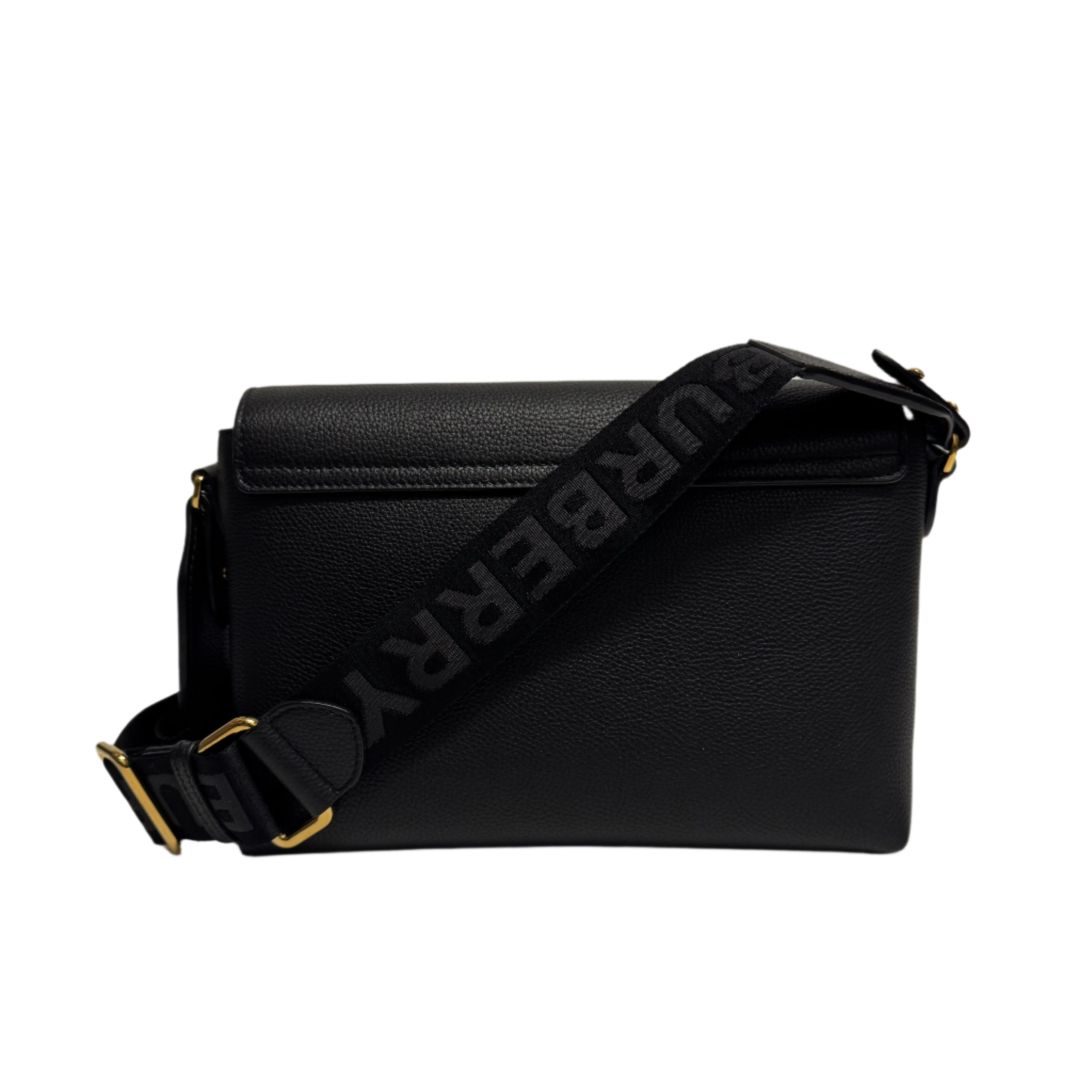 Burberry Grainy Calfskin Check Note Crossbody Bag Black - Lost Designer