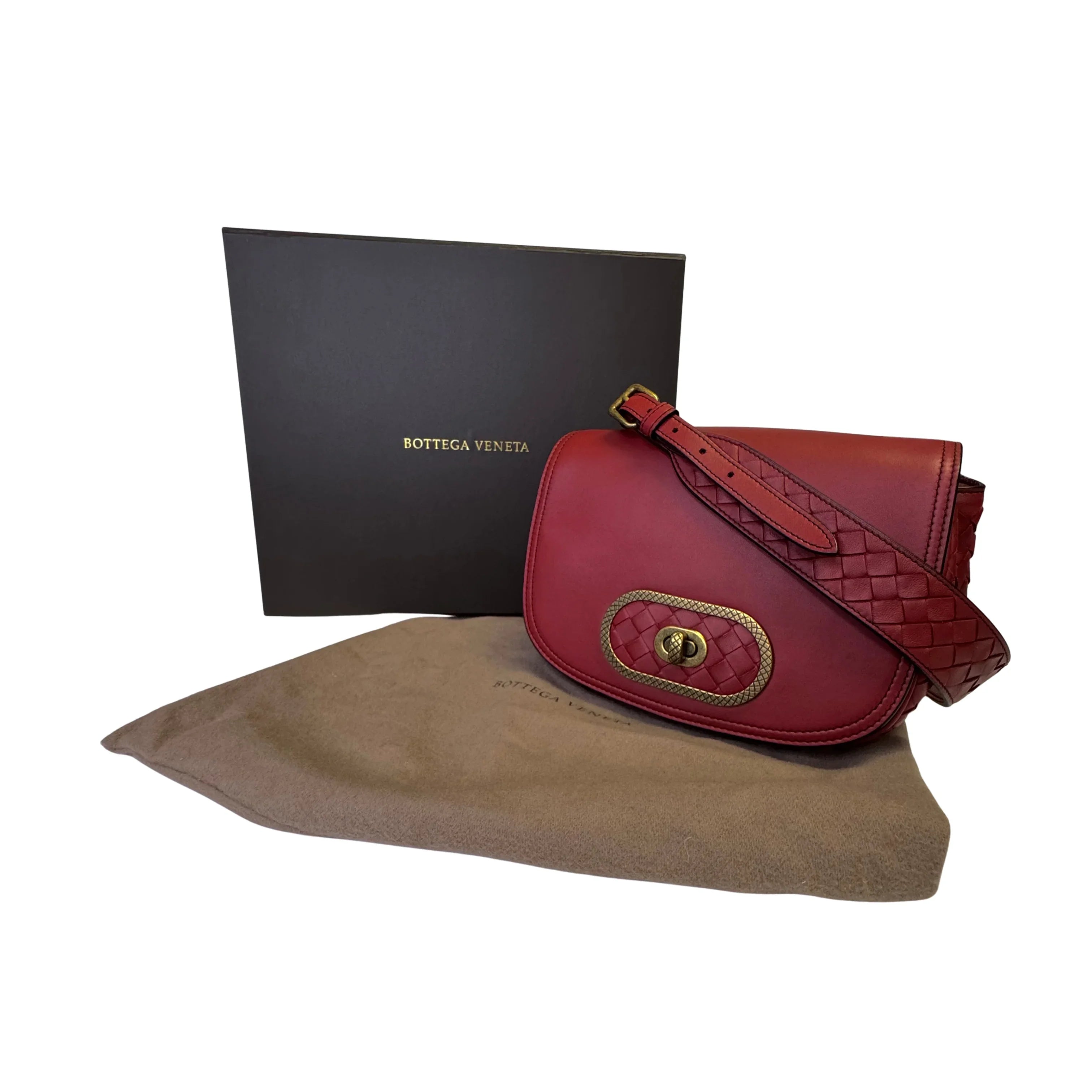Bottega Veneta Intrecciato Nappa BV Luna Crossbody Bag Burgundy - Lost Designer