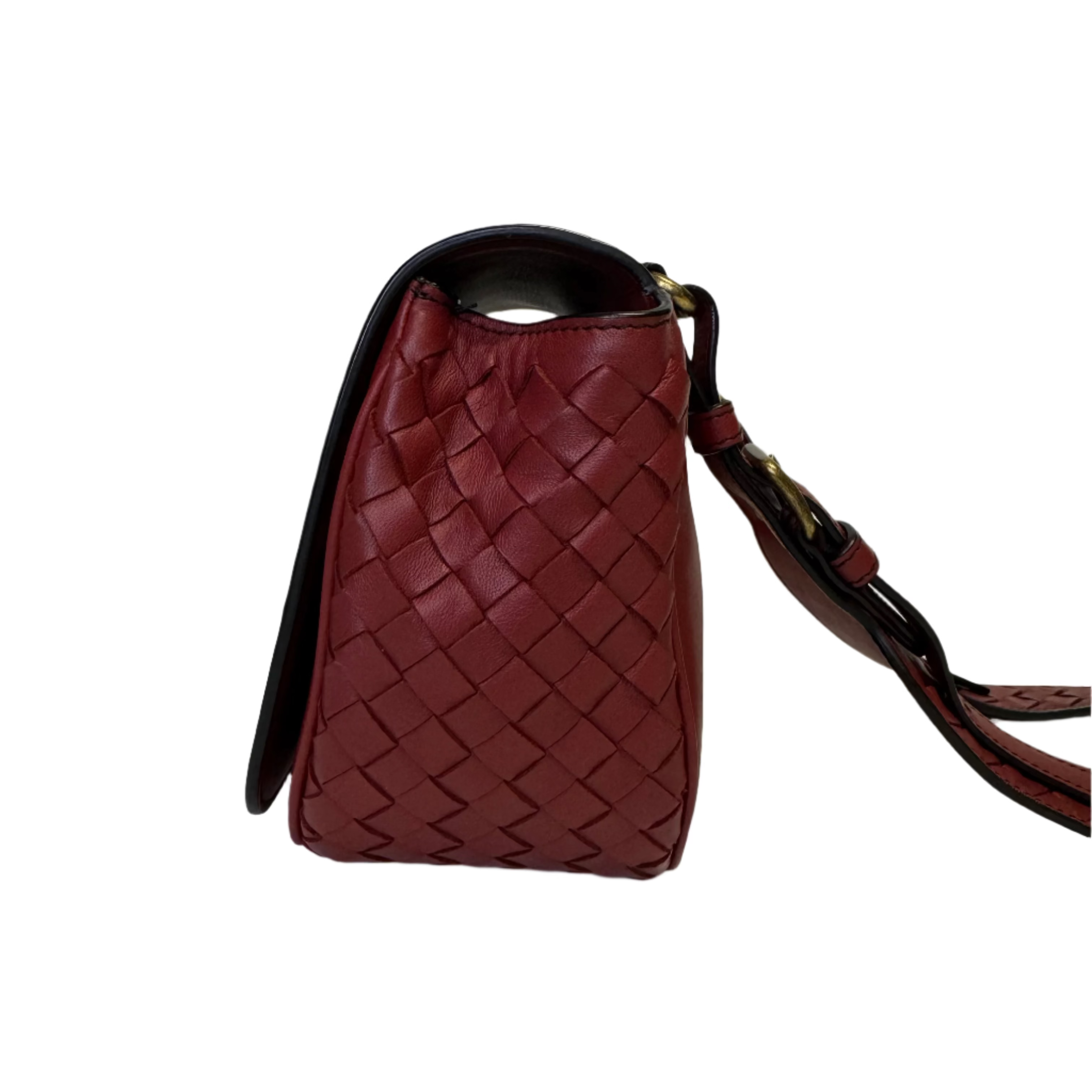 Bottega Veneta Intrecciato Nappa BV Luna Crossbody Bag Burgundy - Lost Designer