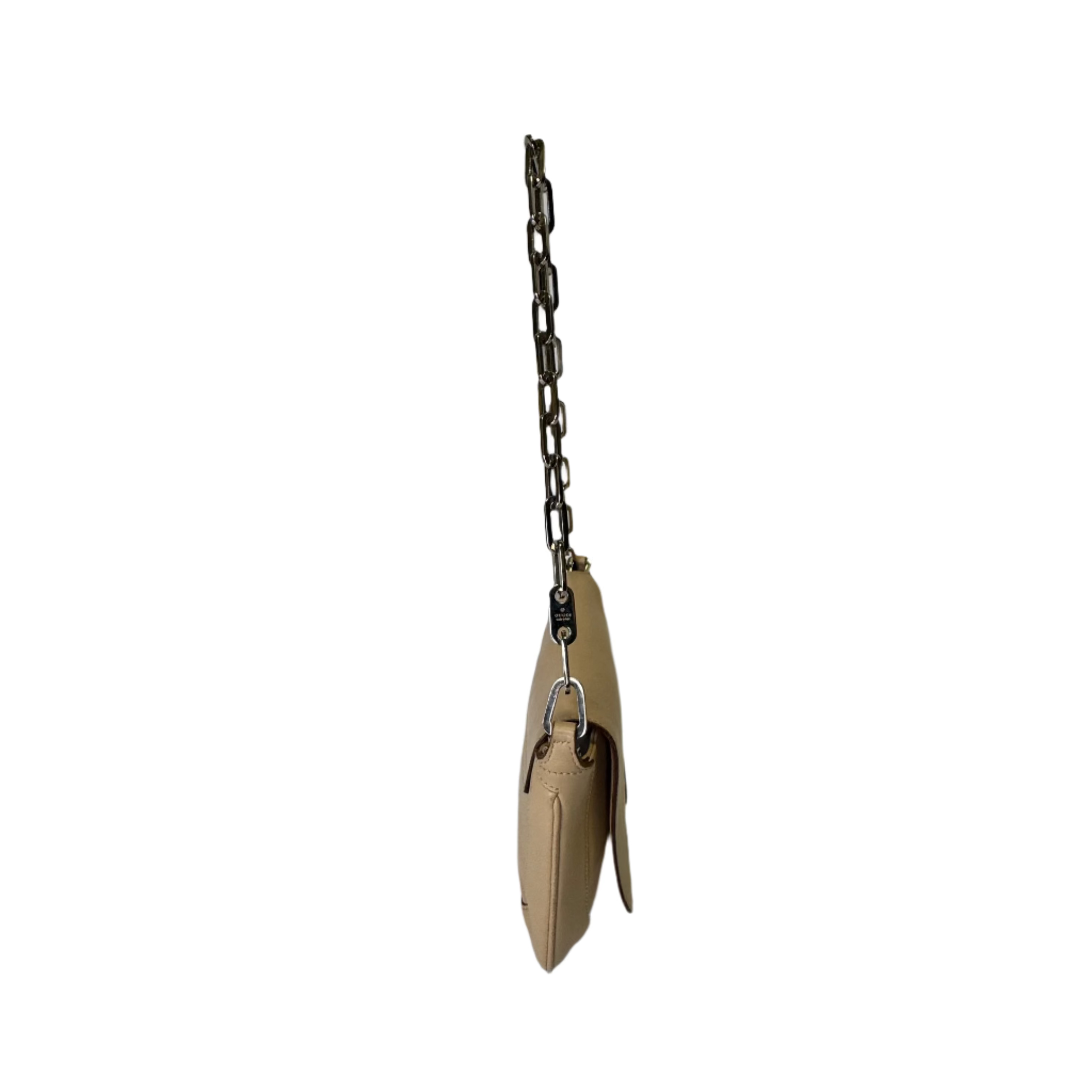Gucci Chain Flap Shoulder Bag Leather beige - Lost Designer