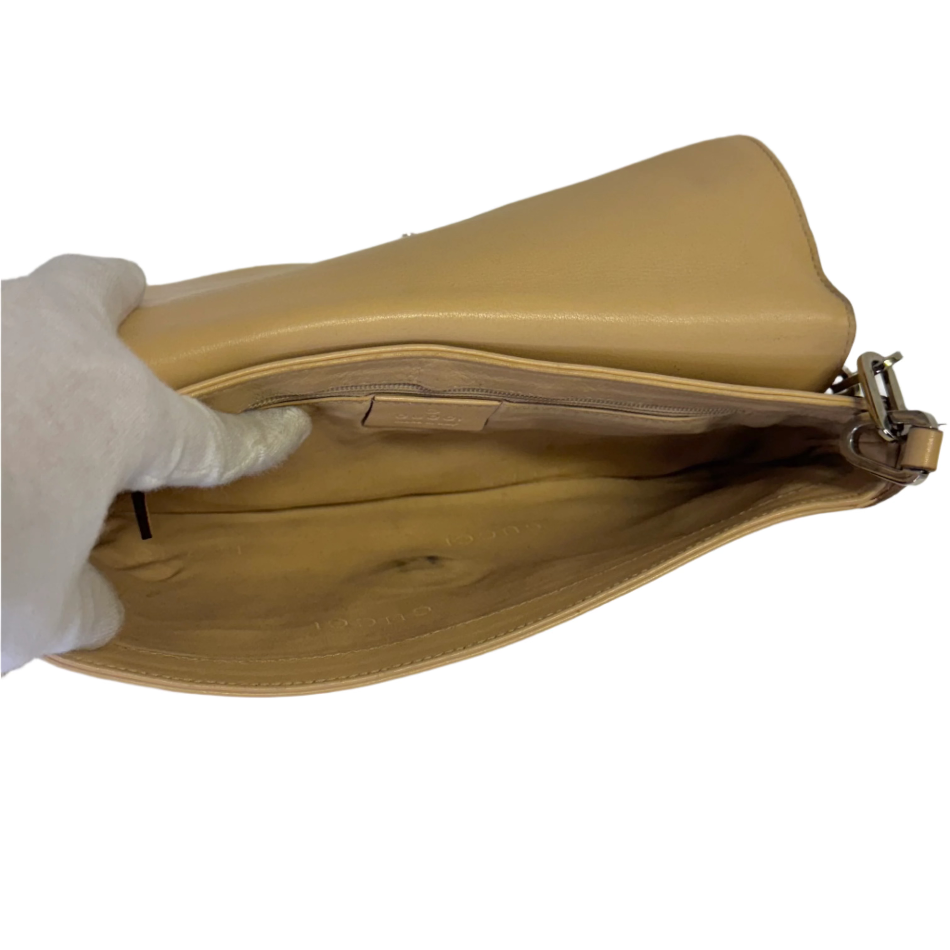 Gucci Chain Flap Shoulder Bag Leather beige - Lost Designer