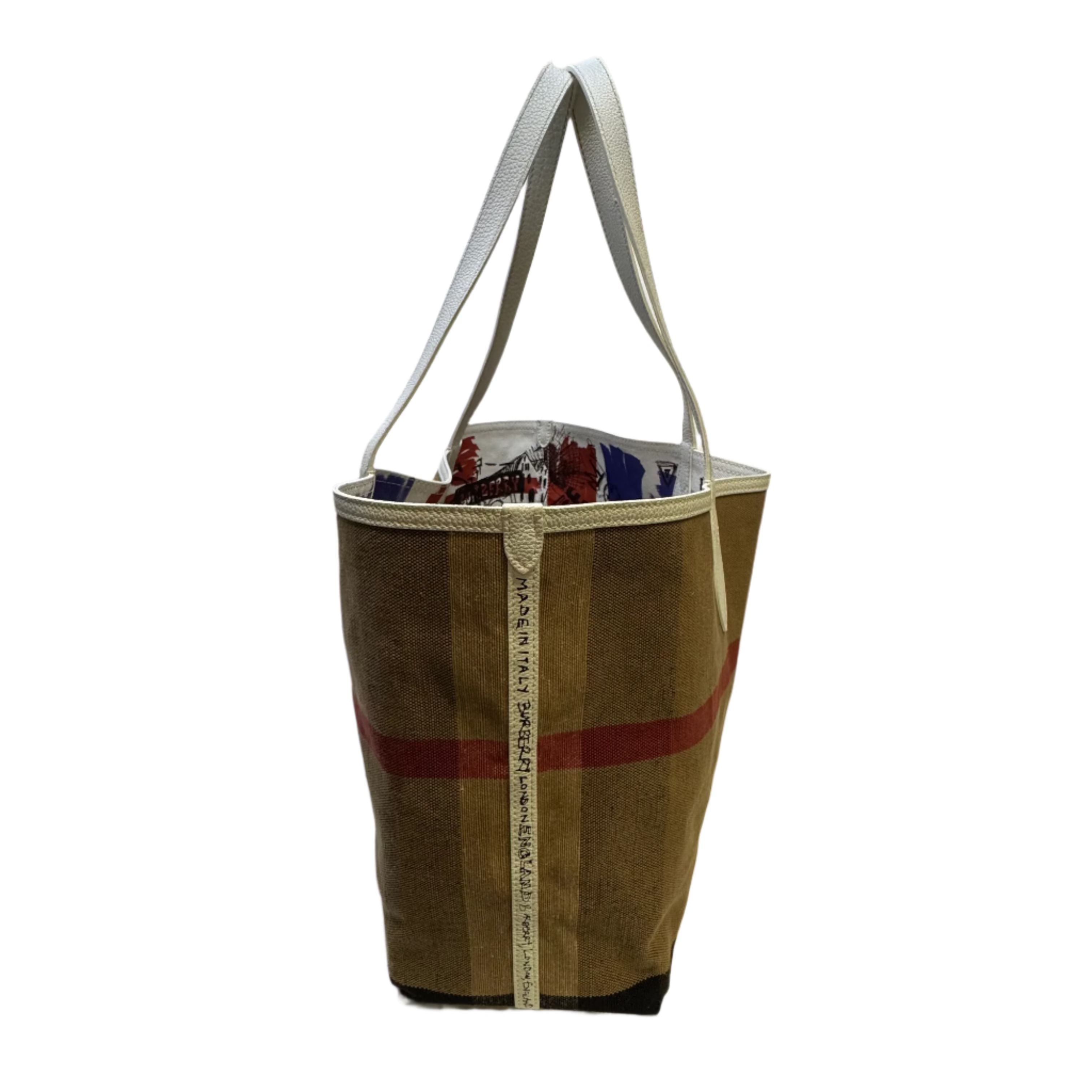 Burberry Canvas House Check Union Jack Sketchbook Reversible Doodle Tote - Lost Designer