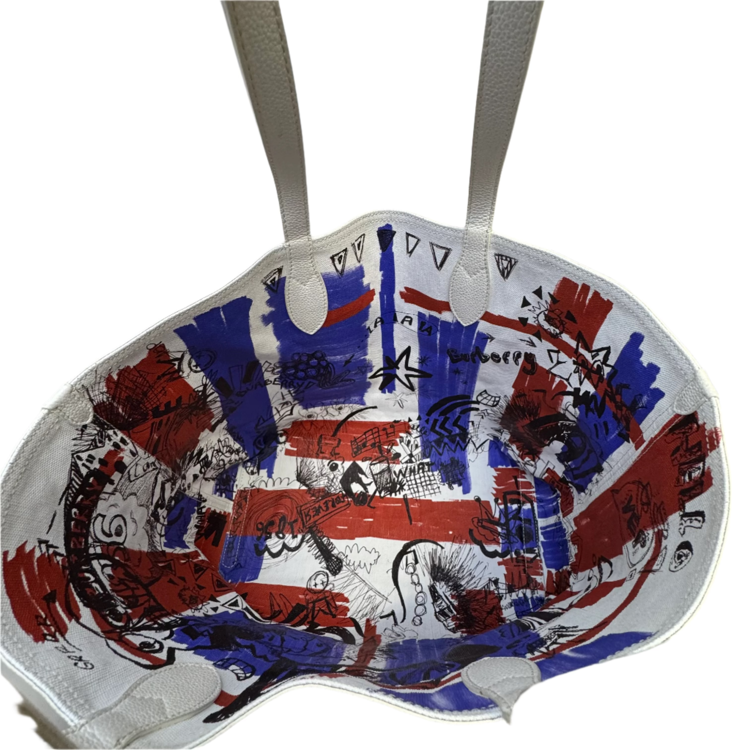 Burberry Canvas House Check Union Jack Sketchbook Reversible Doodle Tote - Lost Designer