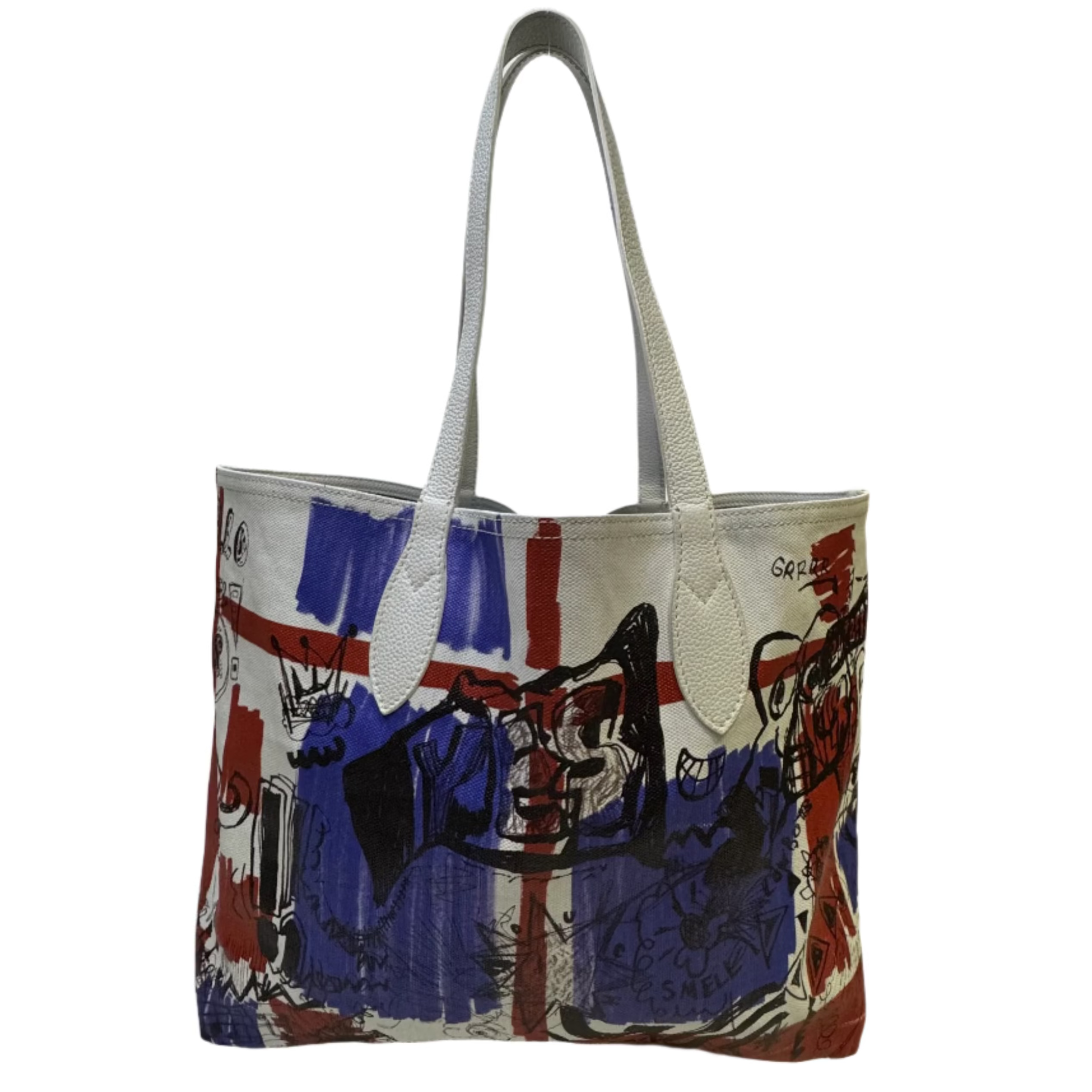 Burberry Canvas House Check Union Jack Sketchbook Reversible Doodle Tote - Lost Designer