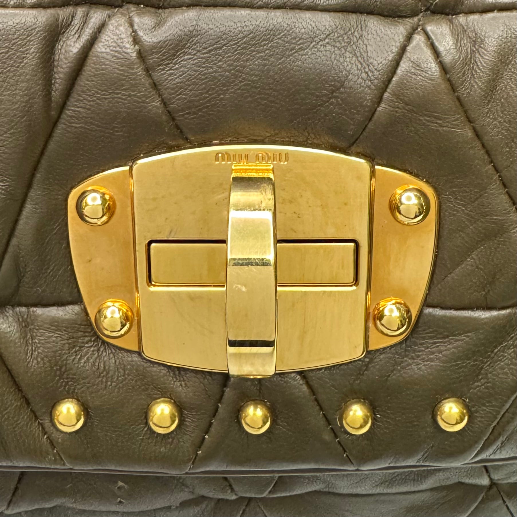 Miu Miu Nappa Quilted Studded Tote Bag Black - Lost Designer