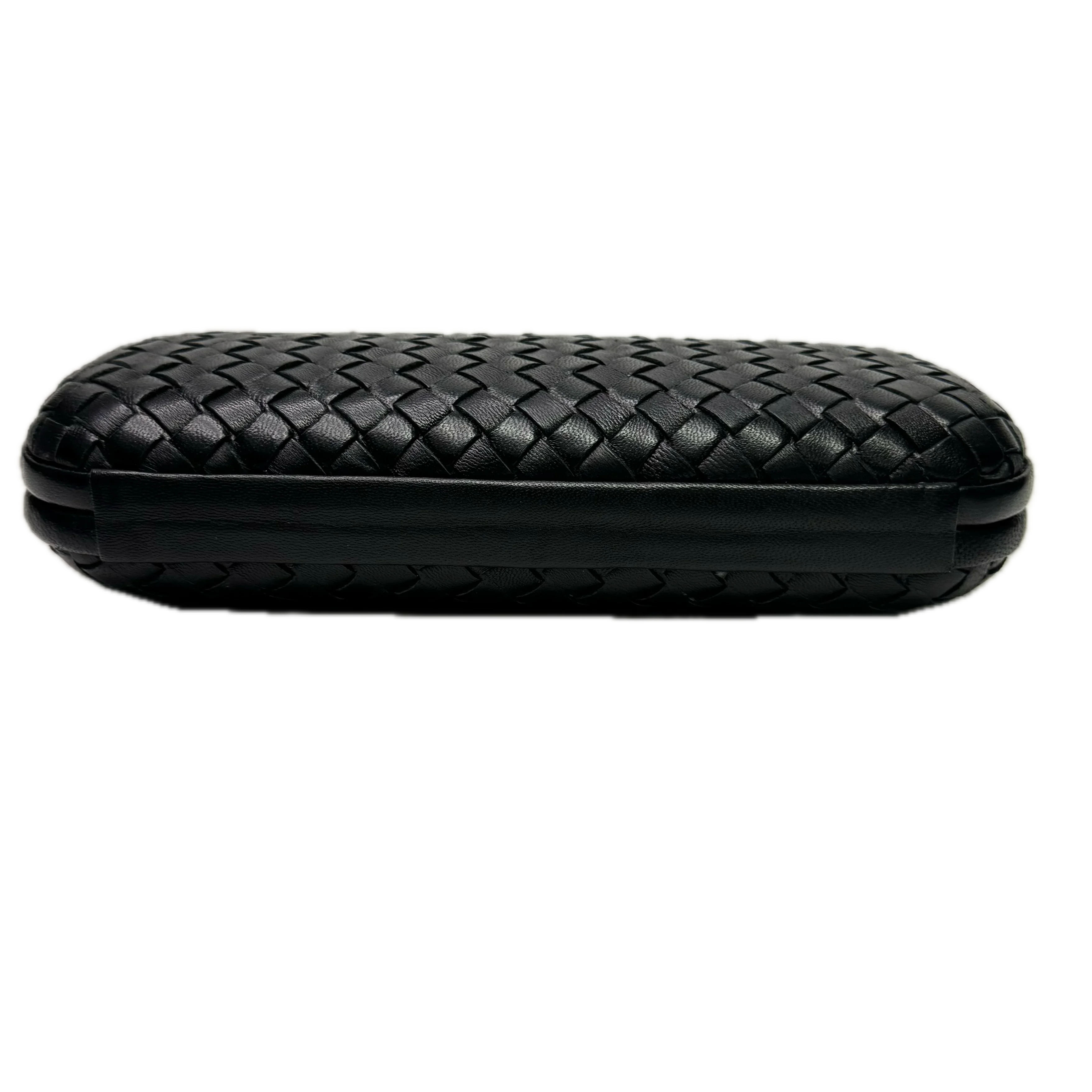 Bottega Veneta Intrecciato Leather Long Knot Clutch Black - Lost Designer