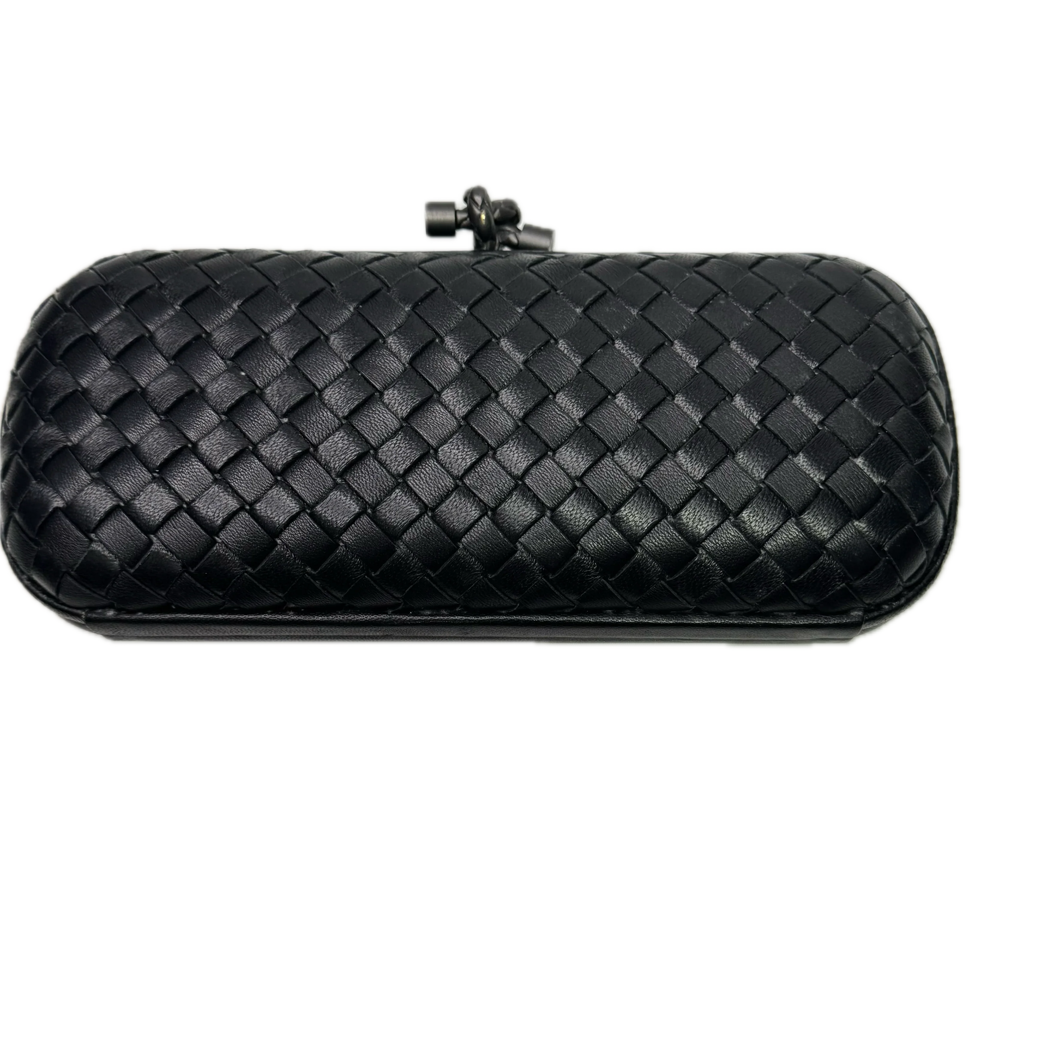 Bottega Veneta Intrecciato Leather Long Knot Clutch Black - Lost Designer