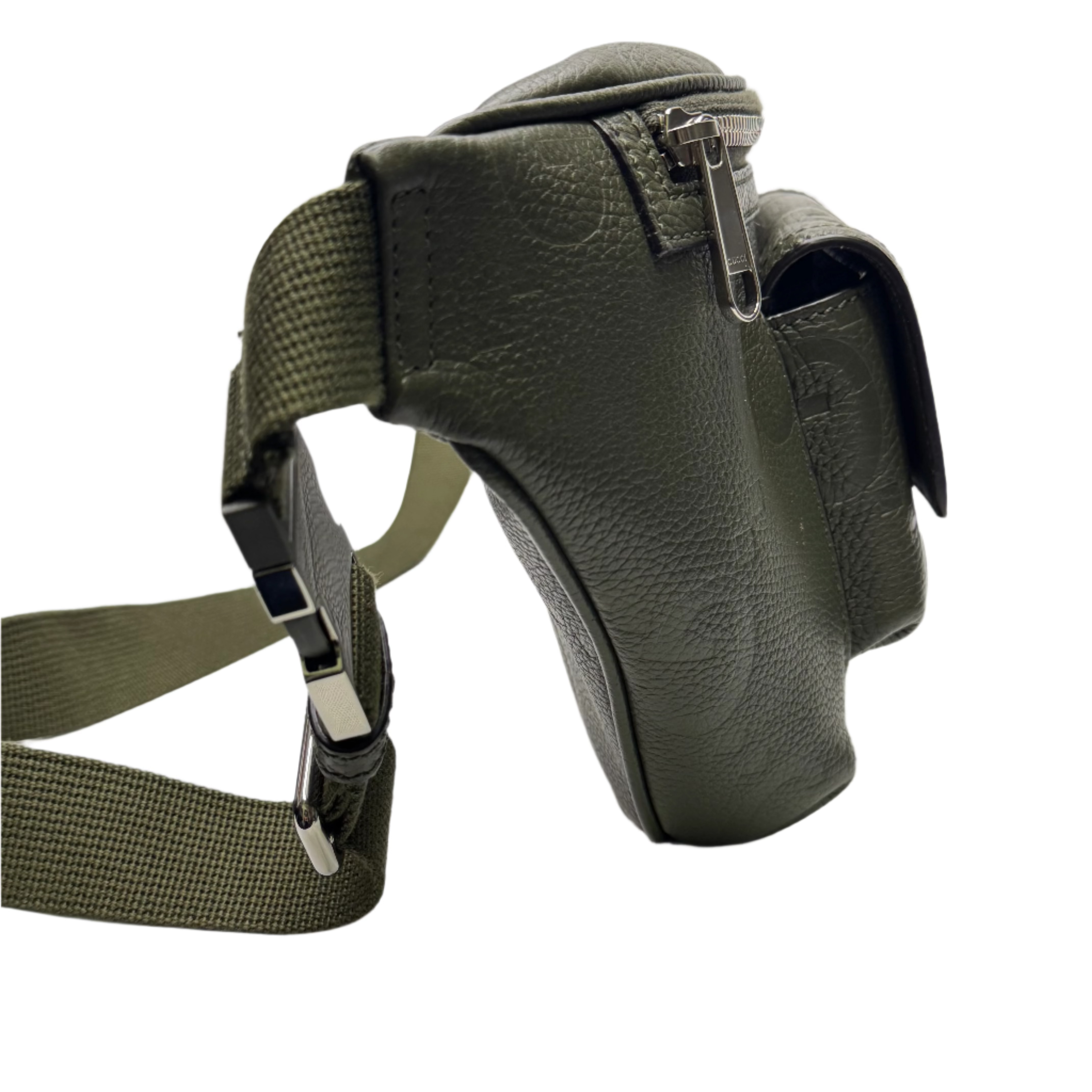 Gucci Jumbo GG Belt Bag Leather Olive Green - Lost Designer