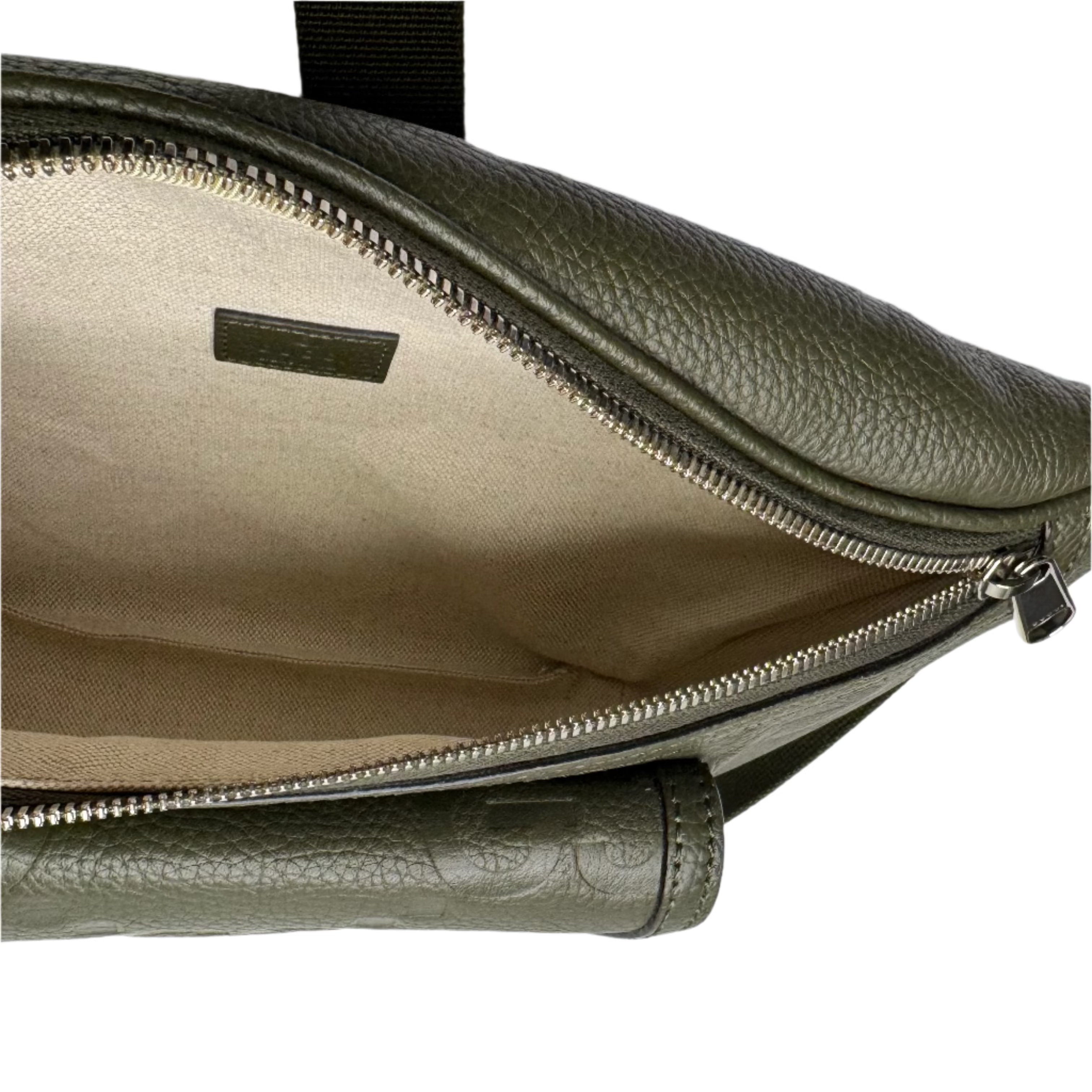 Gucci Jumbo GG Belt Bag Leather Olive Green - Lost Designer