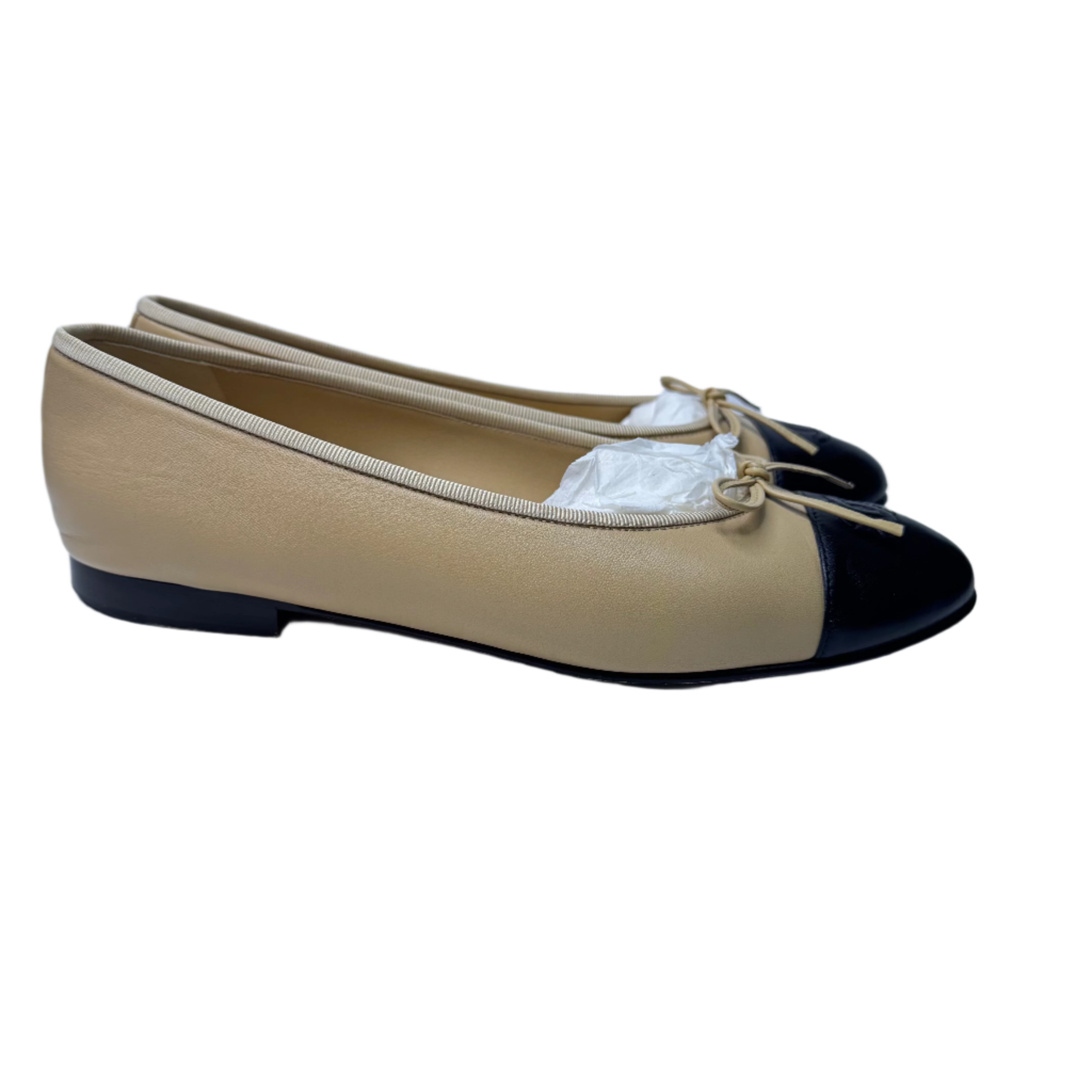 Chanel Lambskin Leather CC Logo Ballerina Ballet Flats 39 - Lost Designer