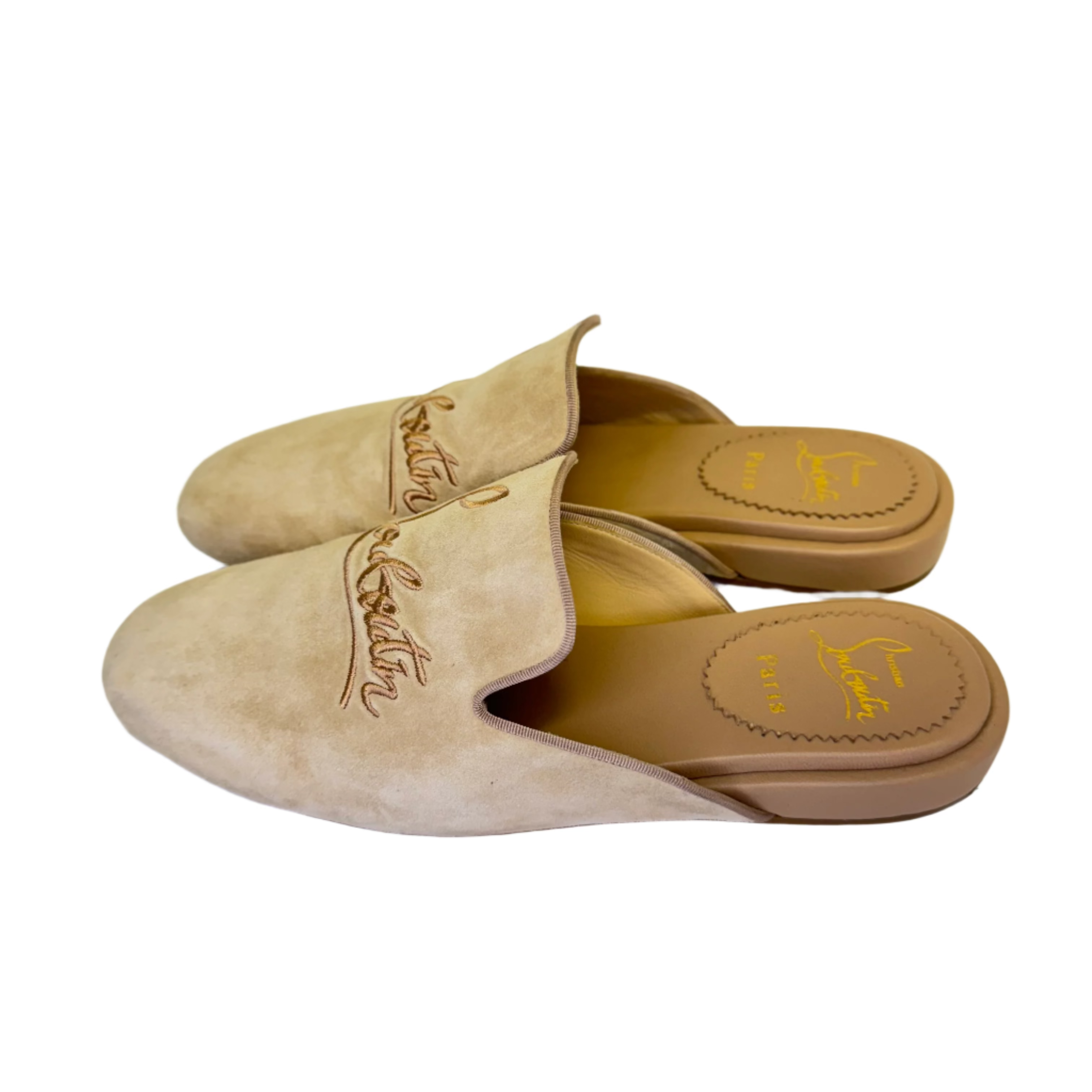Christian Louboutin Coolito Flat Slides Mules Brown - Lost Designer