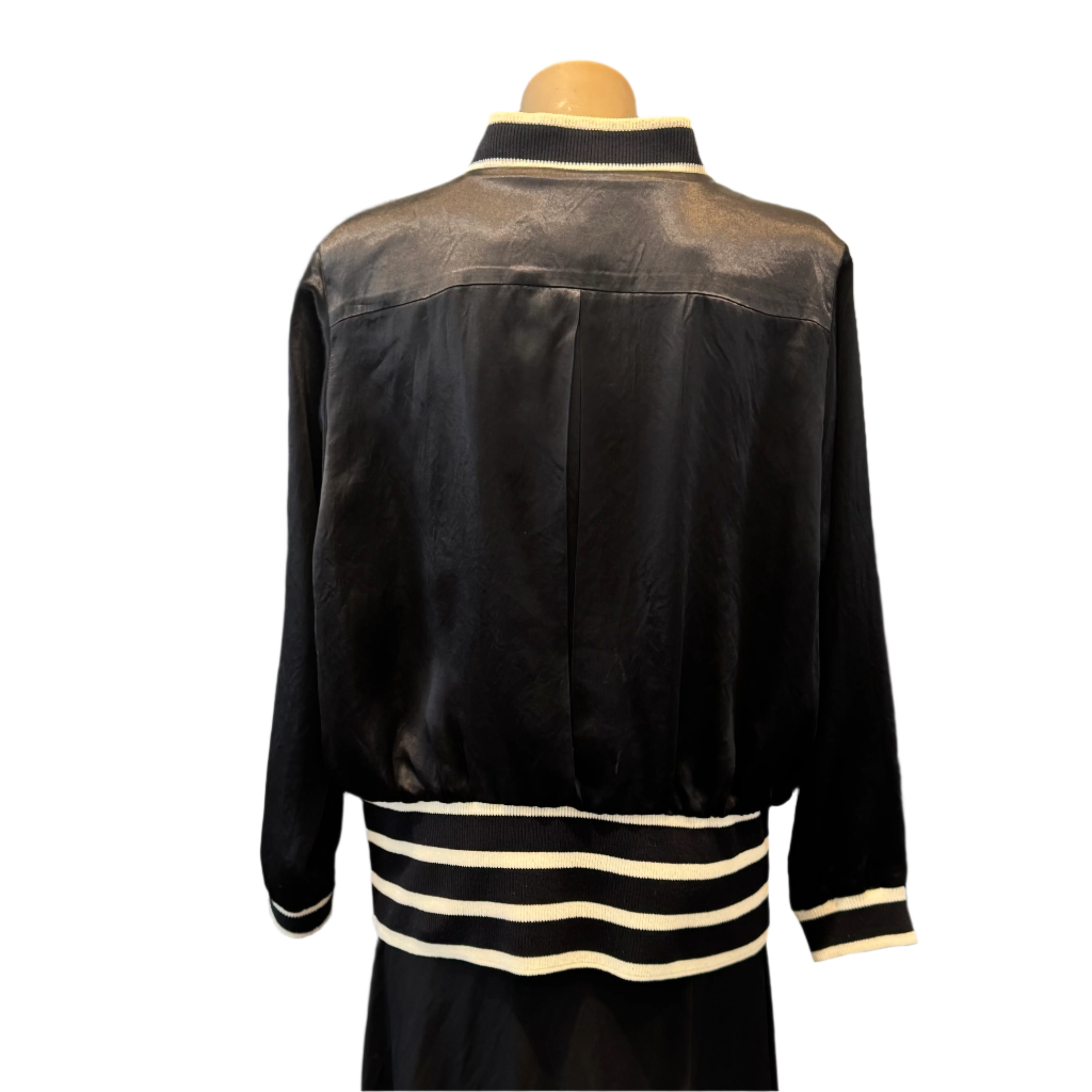 Chanel Bomber Striped Jacket Black Size 44 - Lost Designer