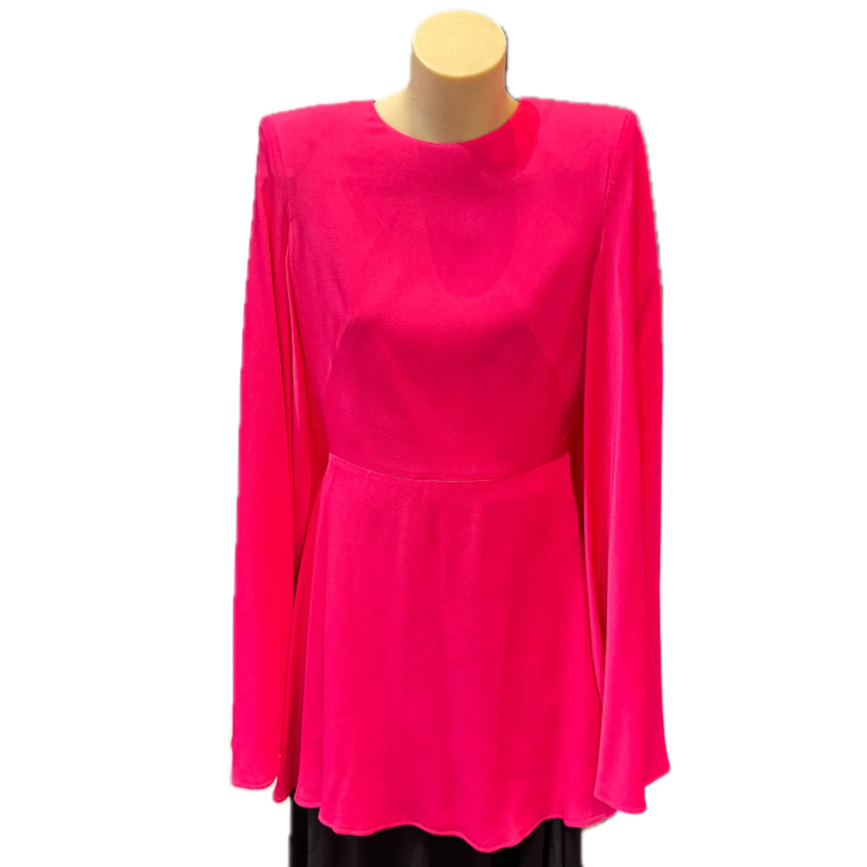 Alexander McQueen Fuschia Cape Back Volume Sleeve Dress Pink 42 - Lost Designer