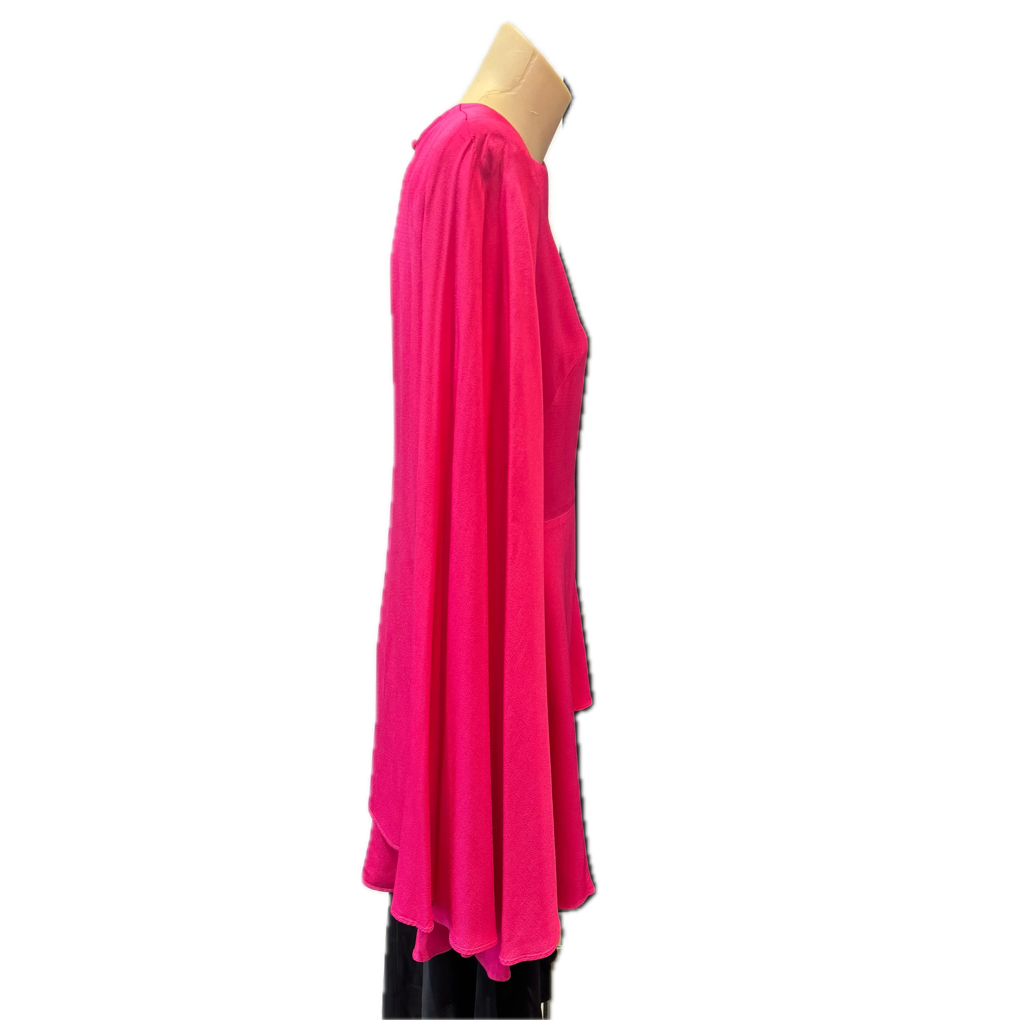 Alexander McQueen Fuschia Cape Back Volume Sleeve Dress Pink 42 - Lost Designer