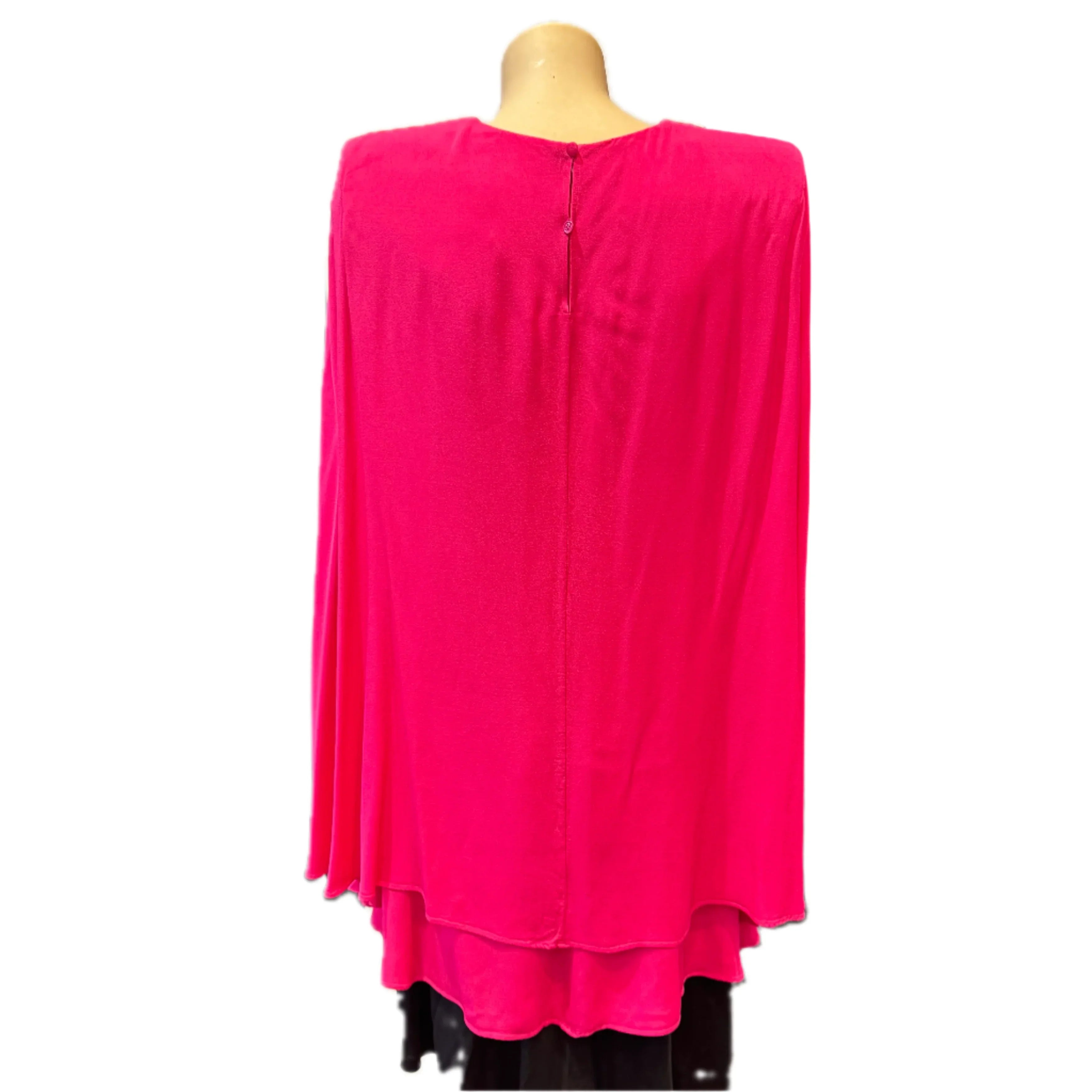 Alexander McQueen Fuschia Cape Back Volume Sleeve Dress Pink 42 - Lost Designer
