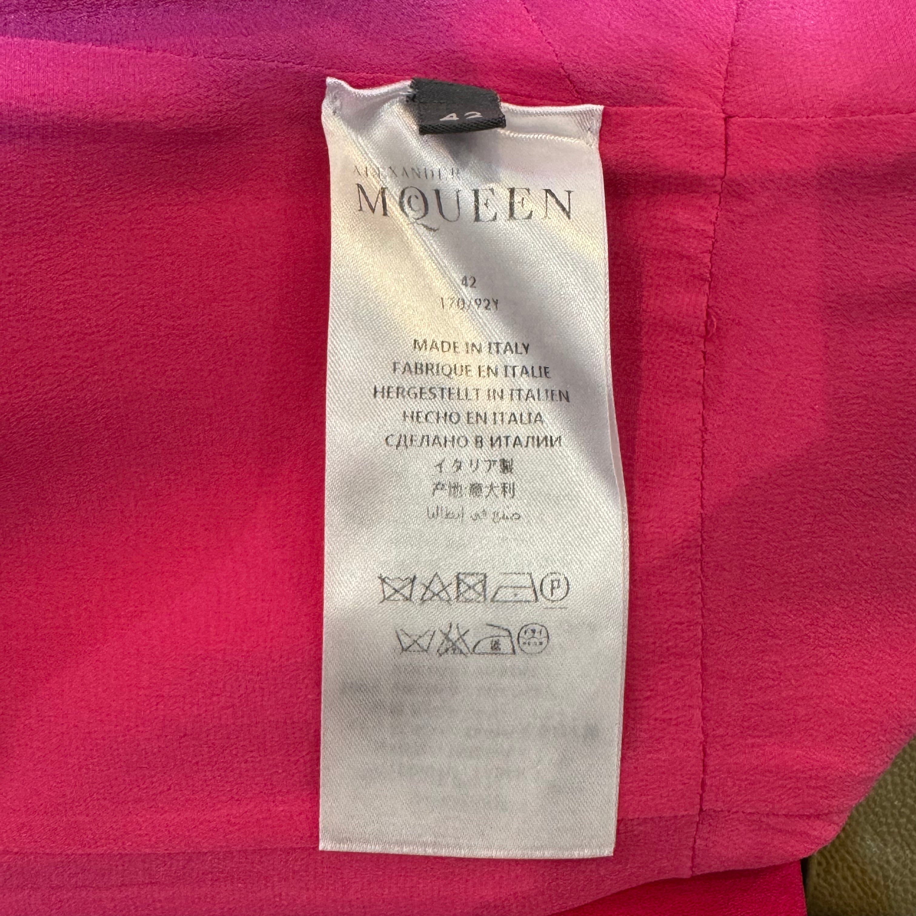 Alexander McQueen Fuschia Cape Back Volume Sleeve Dress Pink 42 - Lost Designer