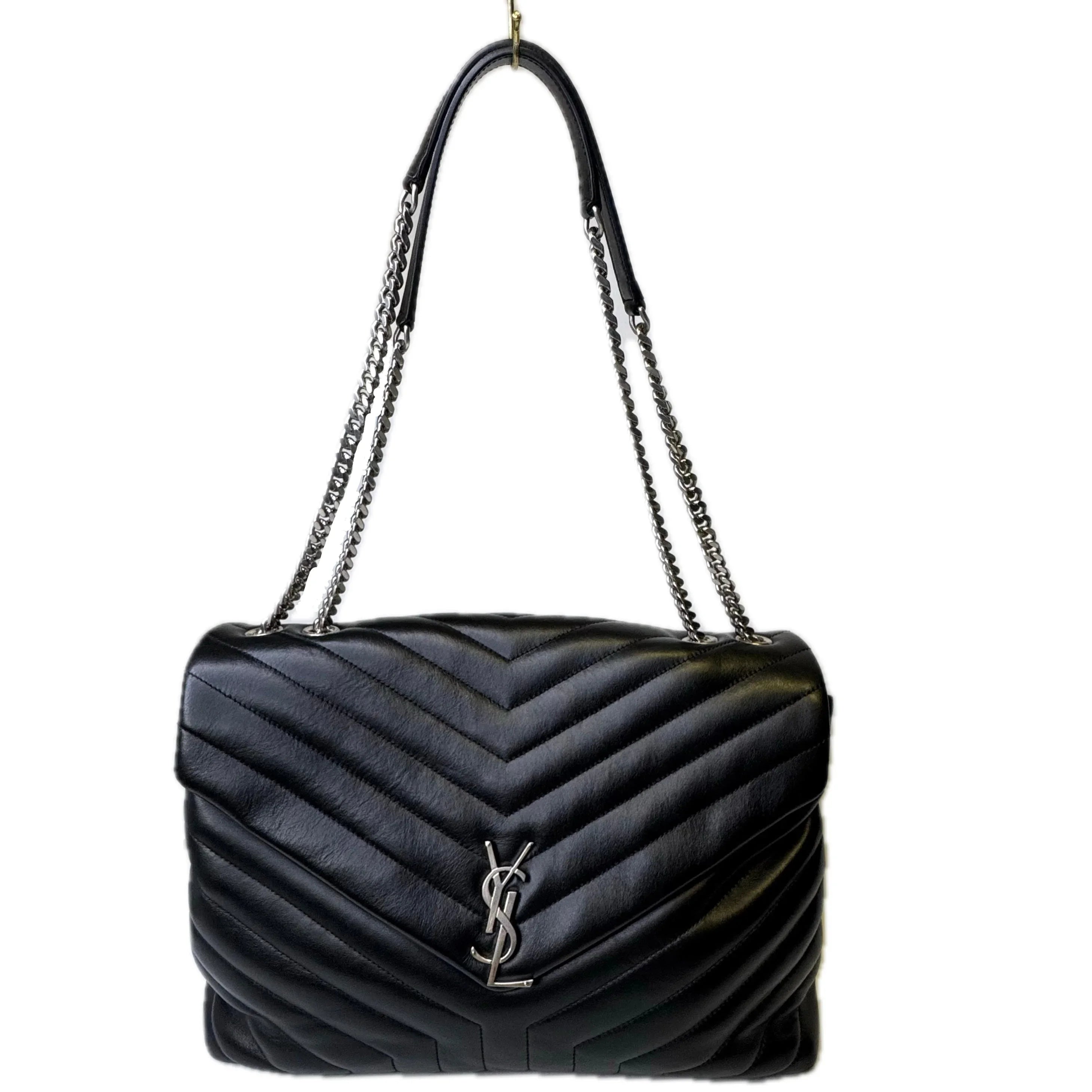 Saint Laurent Loulou Large Handbag Leather Black - Lost Designer