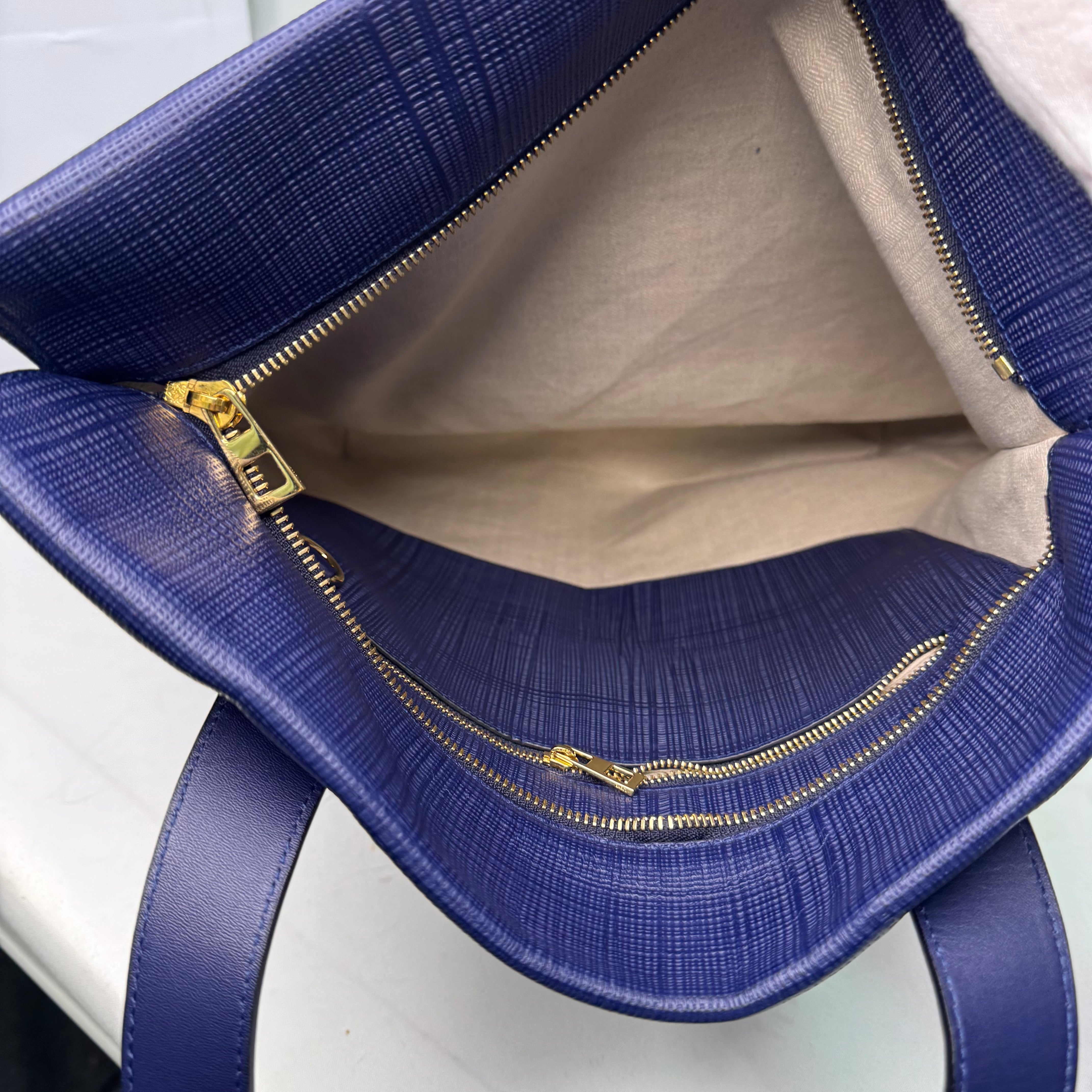 Loewe Shopper Tote Bag Leather Blue - Lost Designer