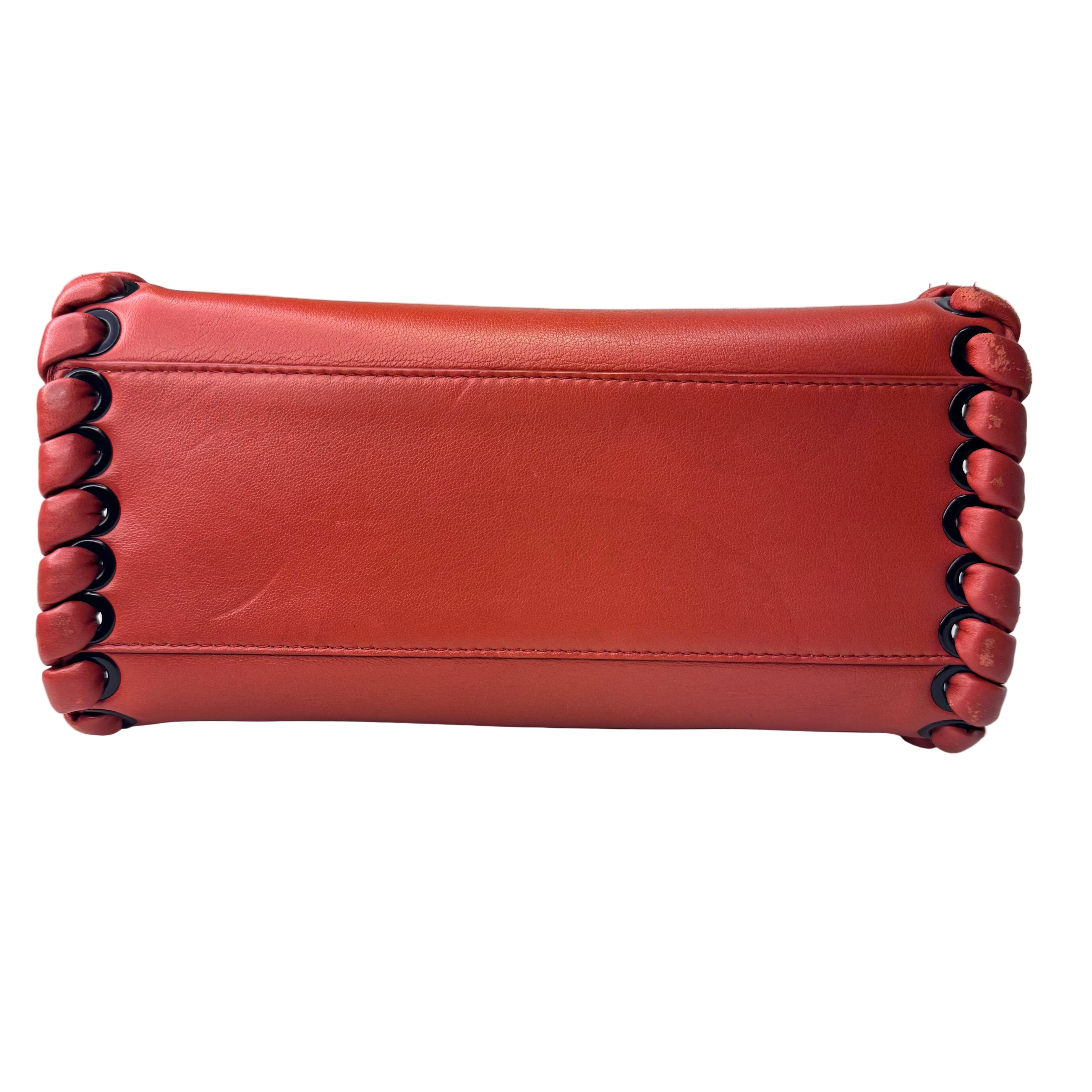 Fendi Mini Whipstitch Peekaboo Bag Leather Red - Lost Designer