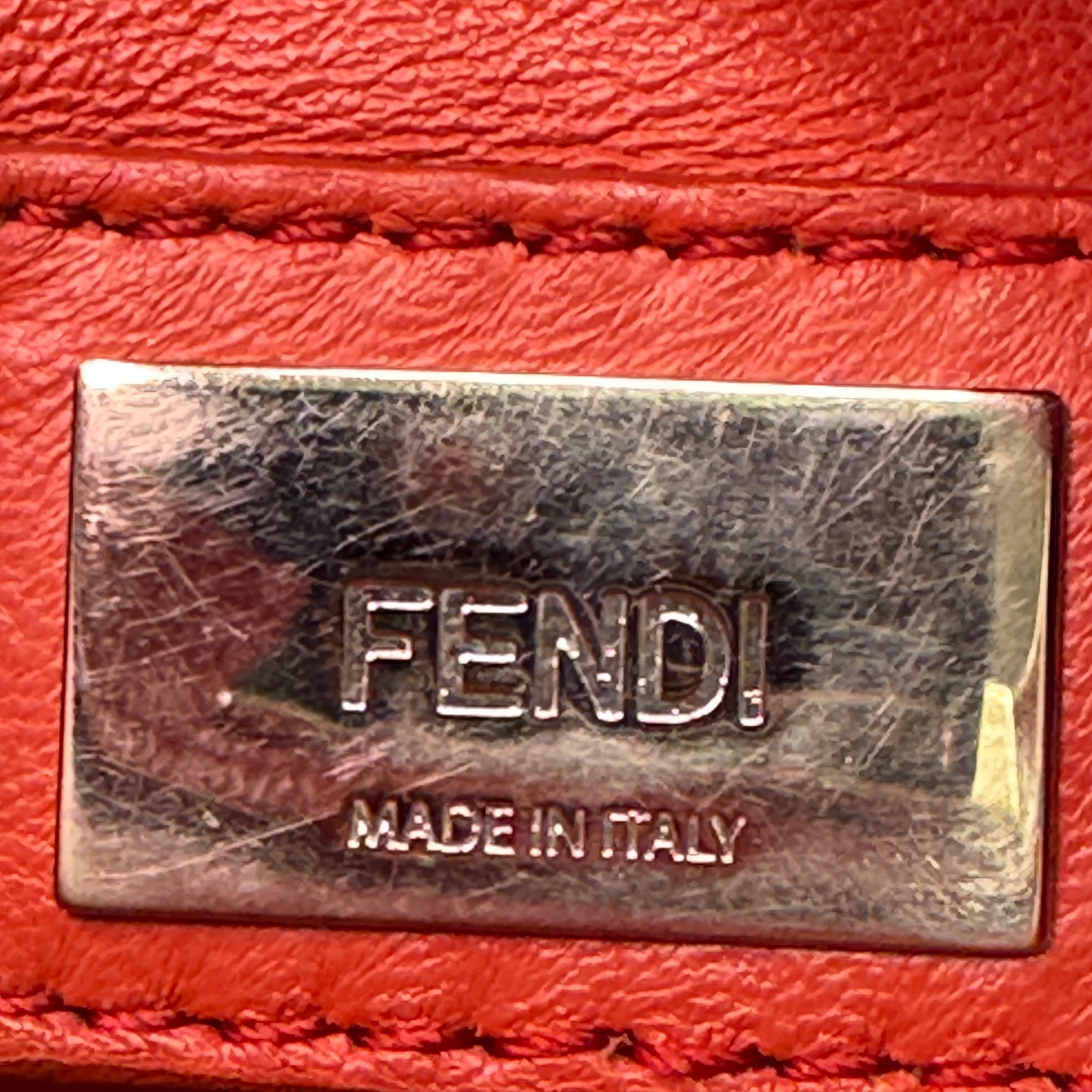 Fendi Mini Whipstitch Peekaboo Bag Leather Red - Lost Designer