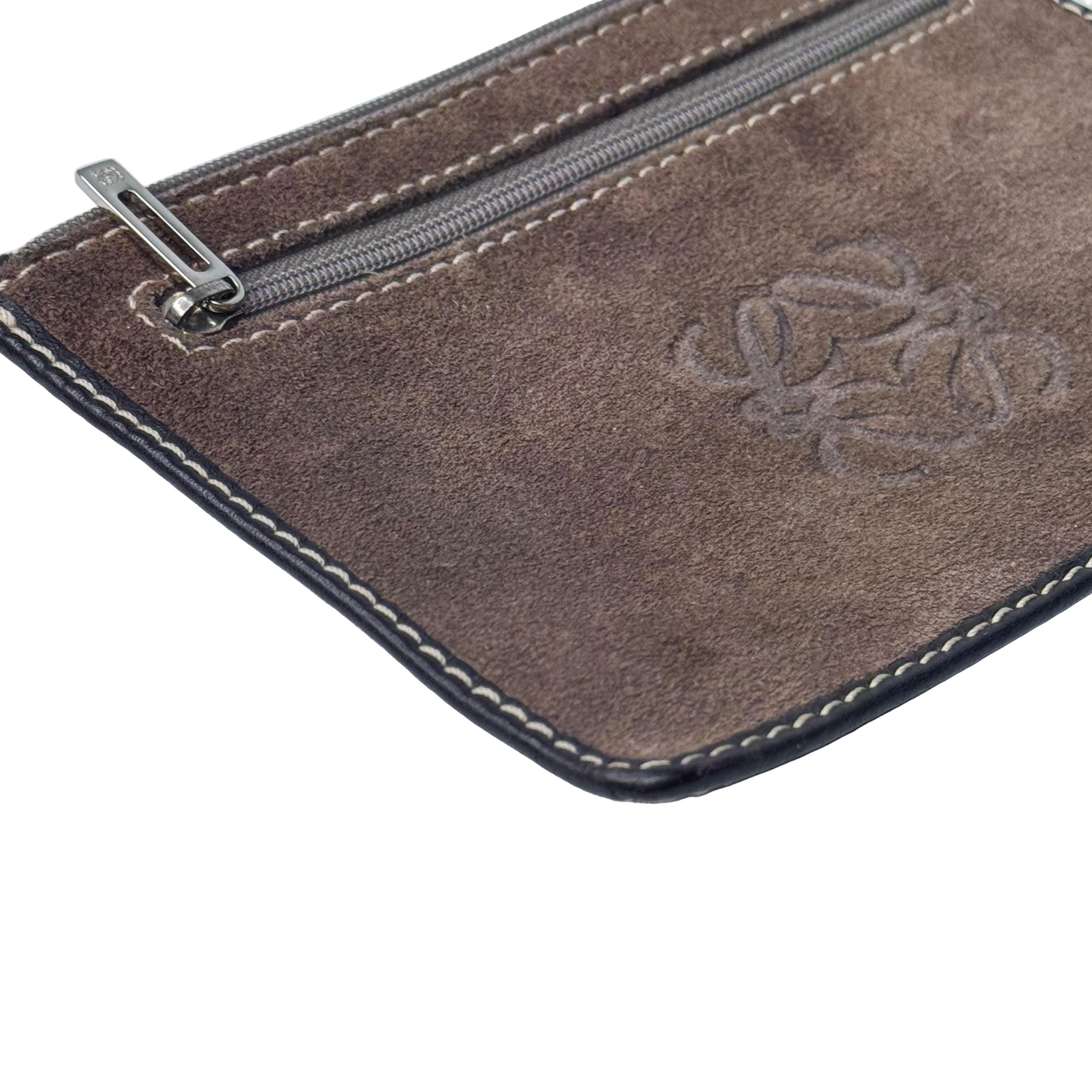 Loewe Wallet Pouch Suede Leather Brown - Lost Designer