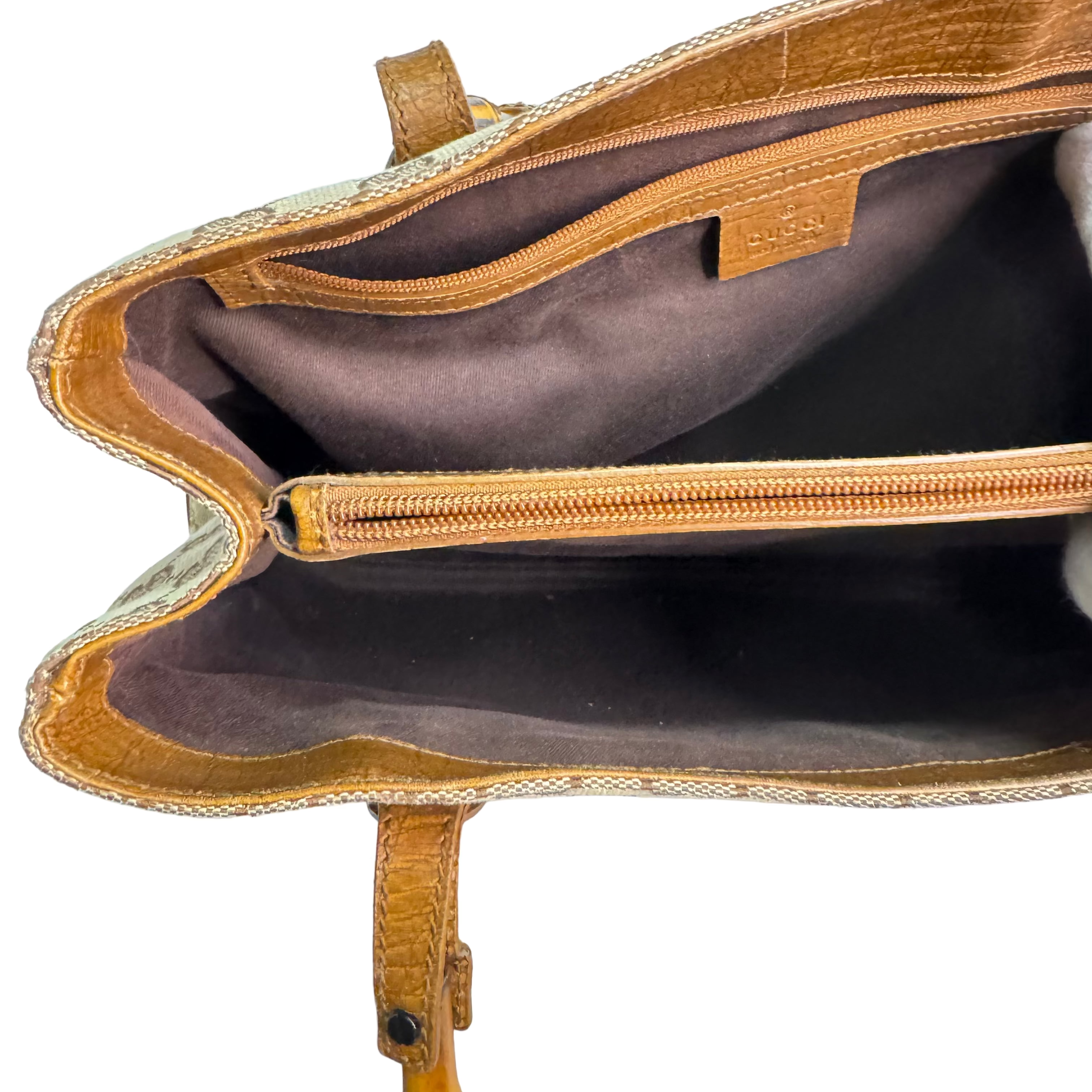 Gucci Bamboo GG Handbag Canvas Beige - Lost Designer