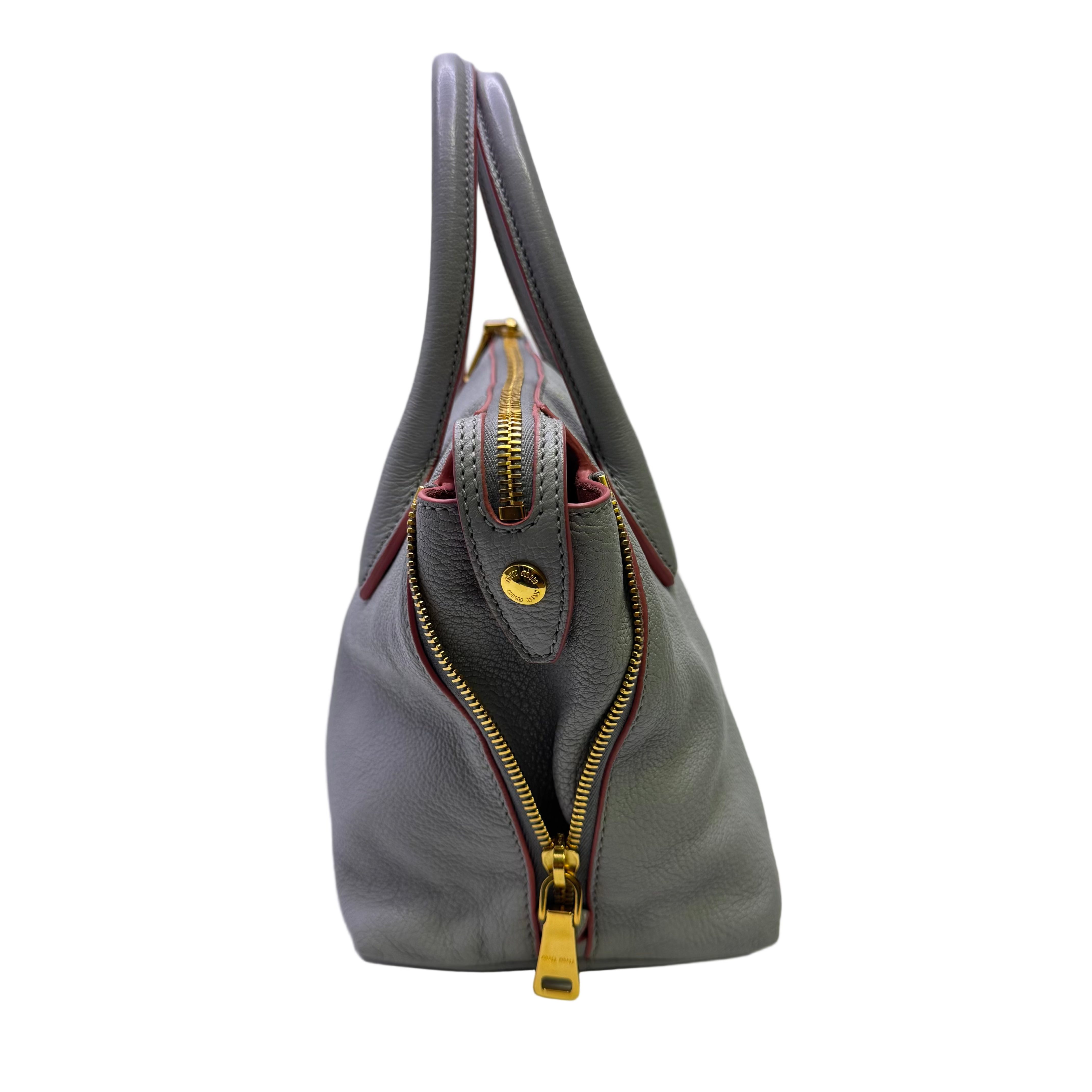 Miu Miu Madras 2way Shoulder Handbag Leather Blue - Lost Designer