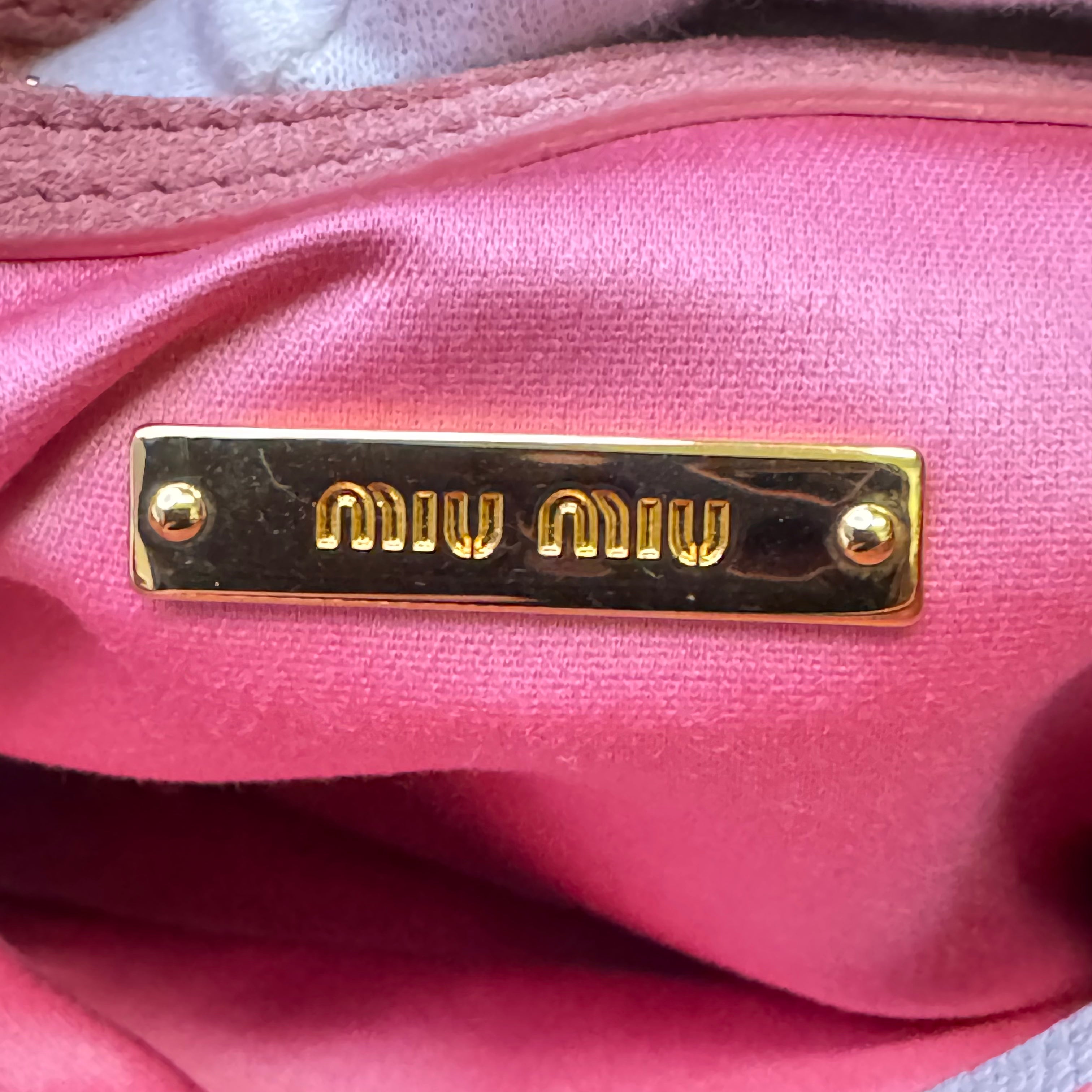 Miu Miu Madras 2way Shoulder Handbag Leather Blue - Lost Designer