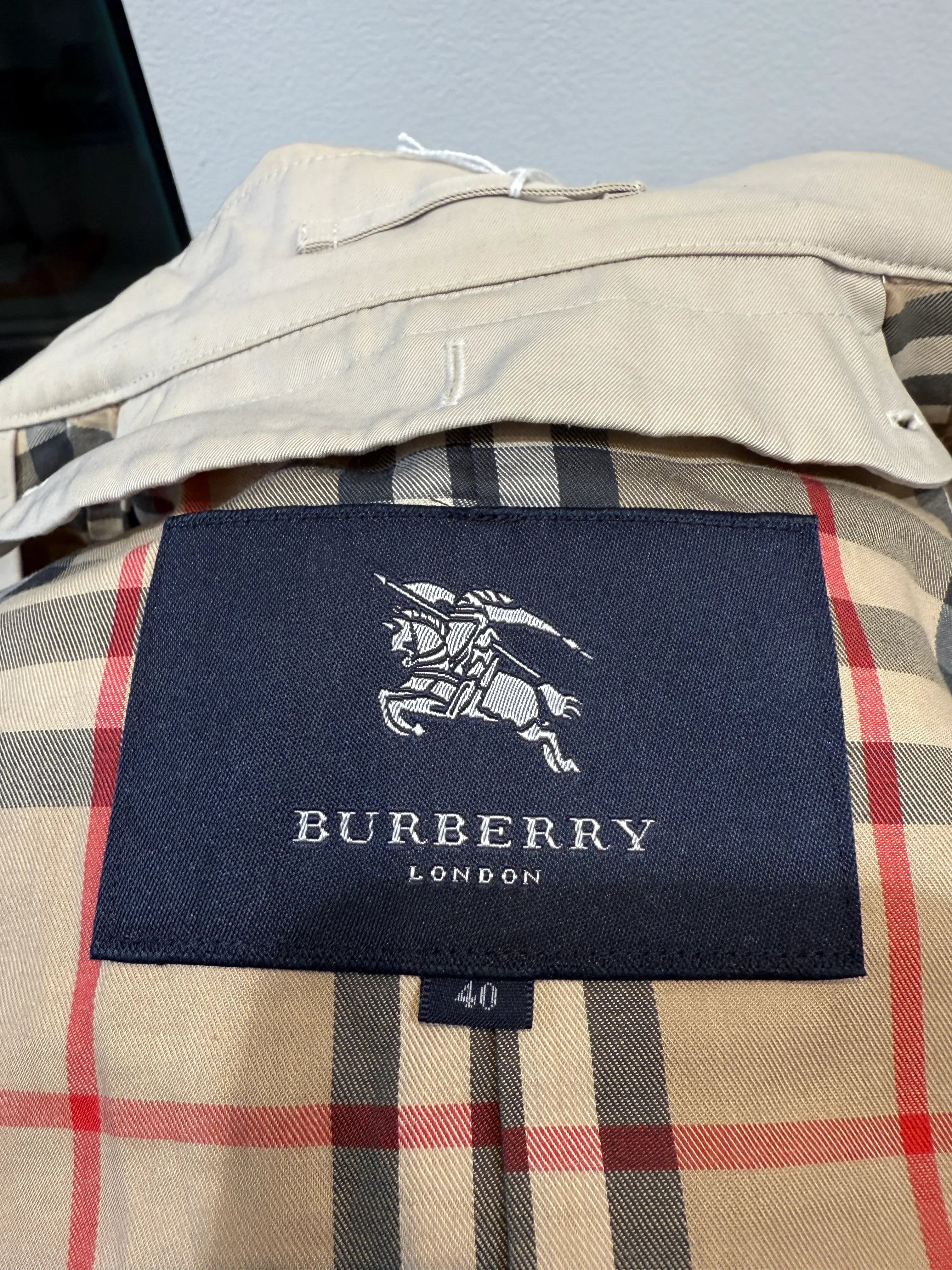 Burberry Coat Cotton Beige Check 40 - Lost Designer