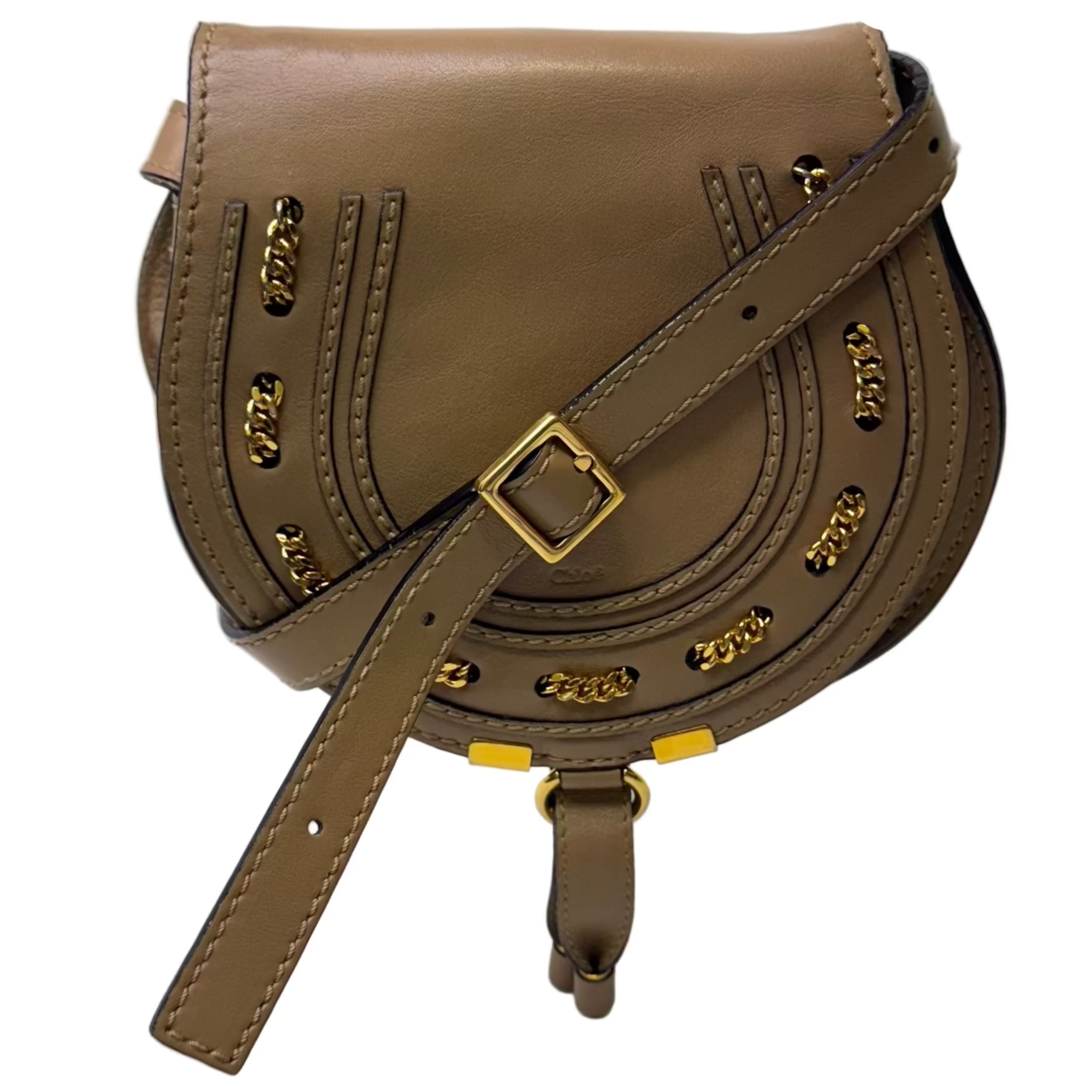 Chloé Marcie Saddle Crossbody Bag Leather Brown - Lost Designer