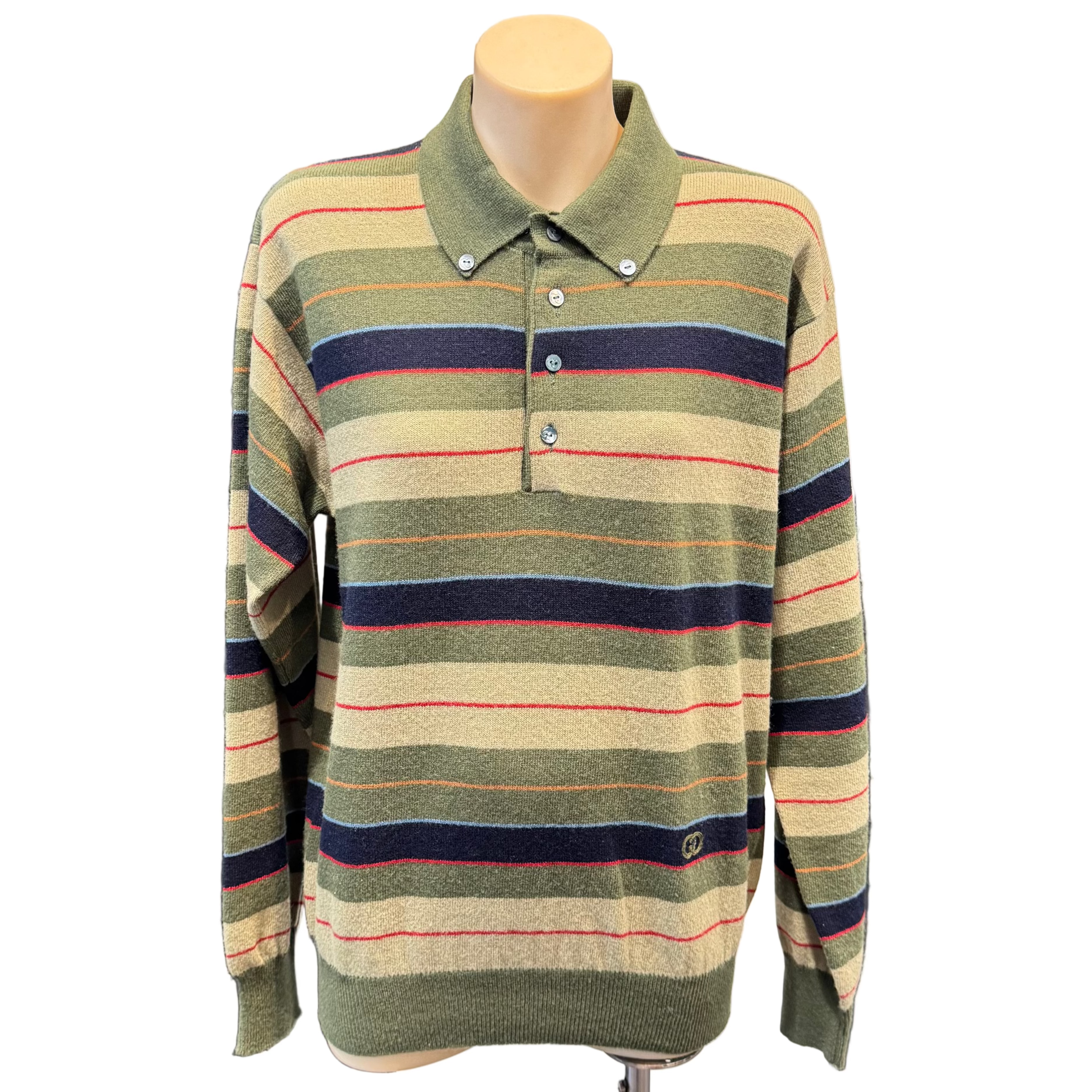 Gucci Henley Sweater Shirt Lambs Wool Khaki Medium - Lost Designer