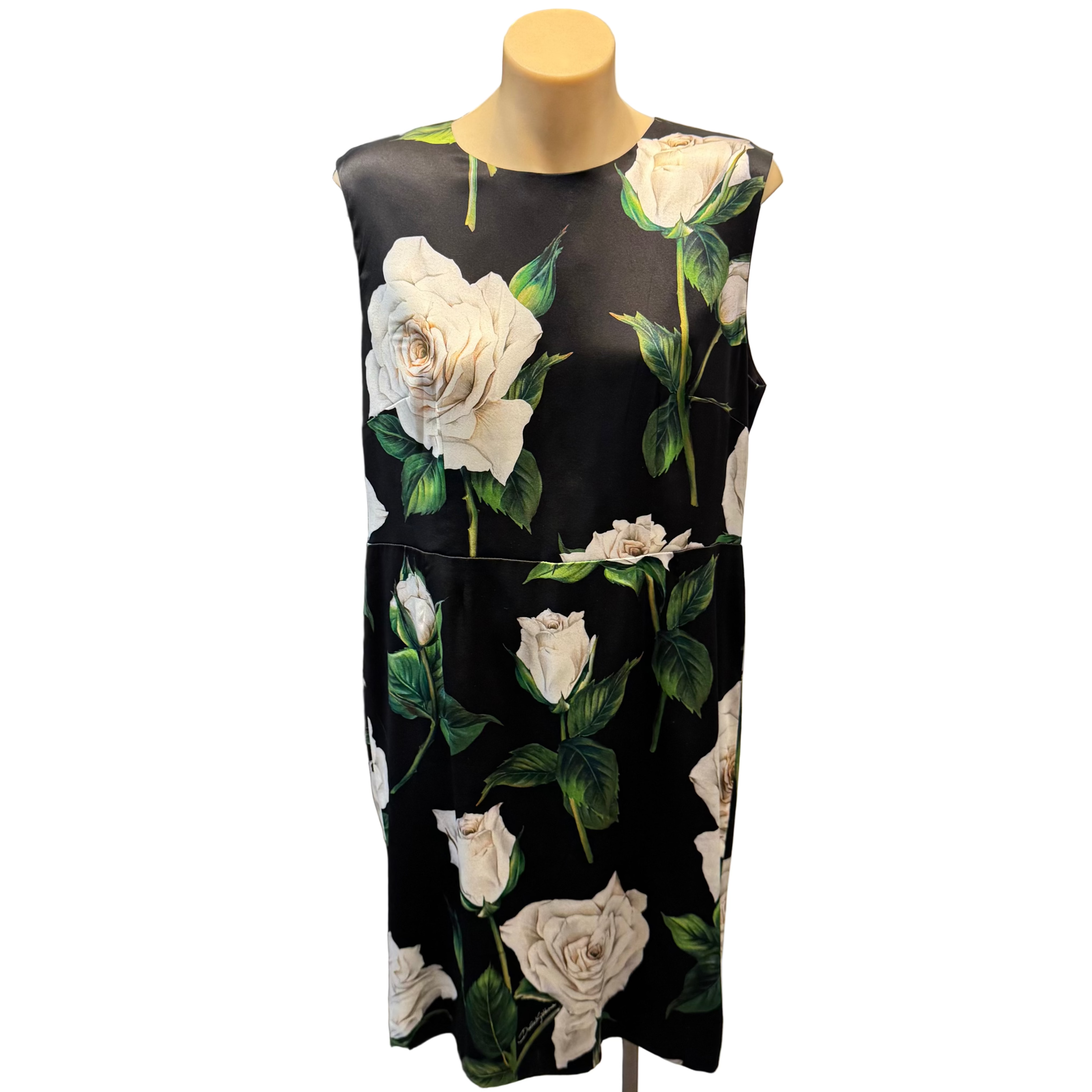 Dolce & Gabbana Sleeveless Dress Silk Rose Print 46 - Lost Designer