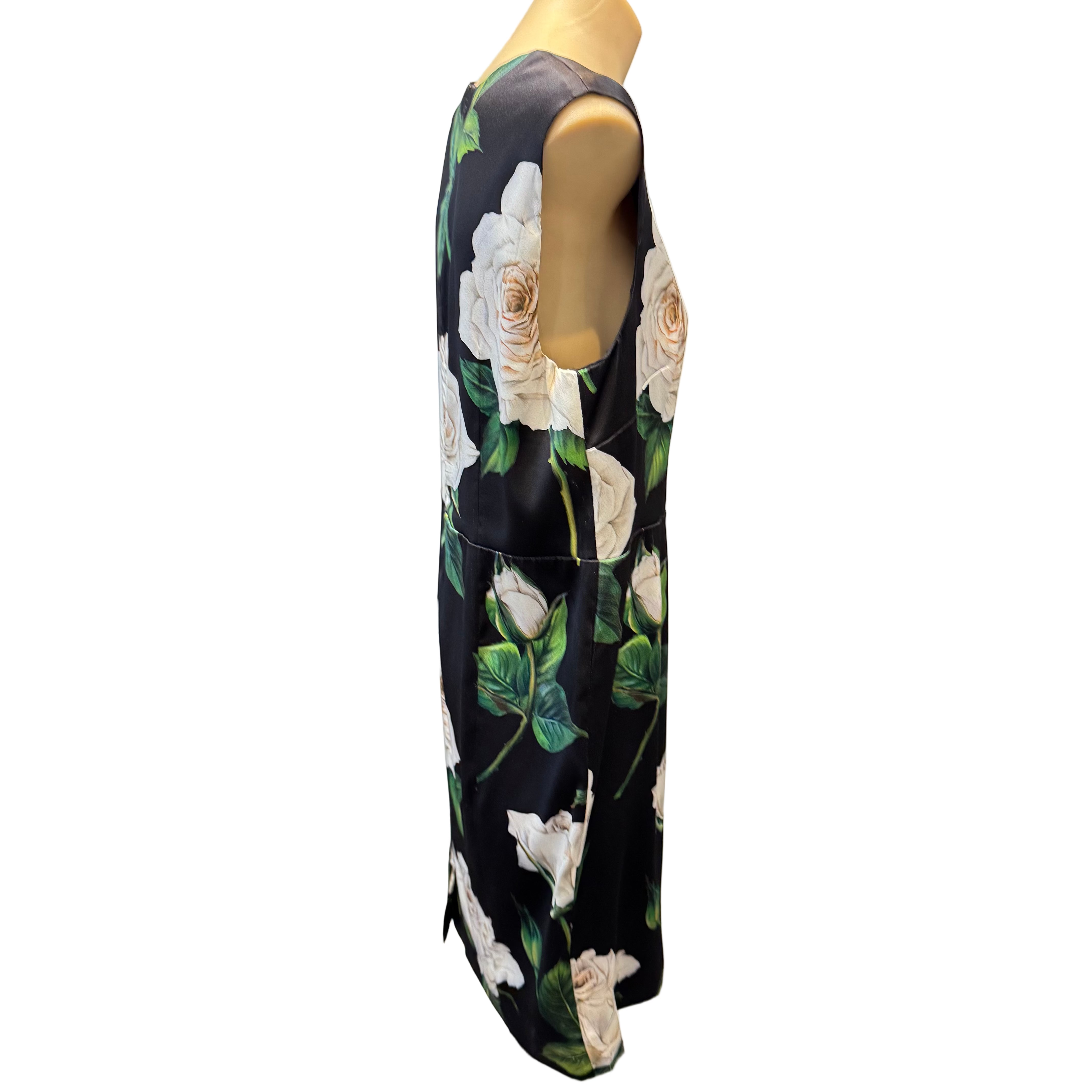 Dolce & Gabbana Sleeveless Dress Silk Rose Print 46 - Lost Designer