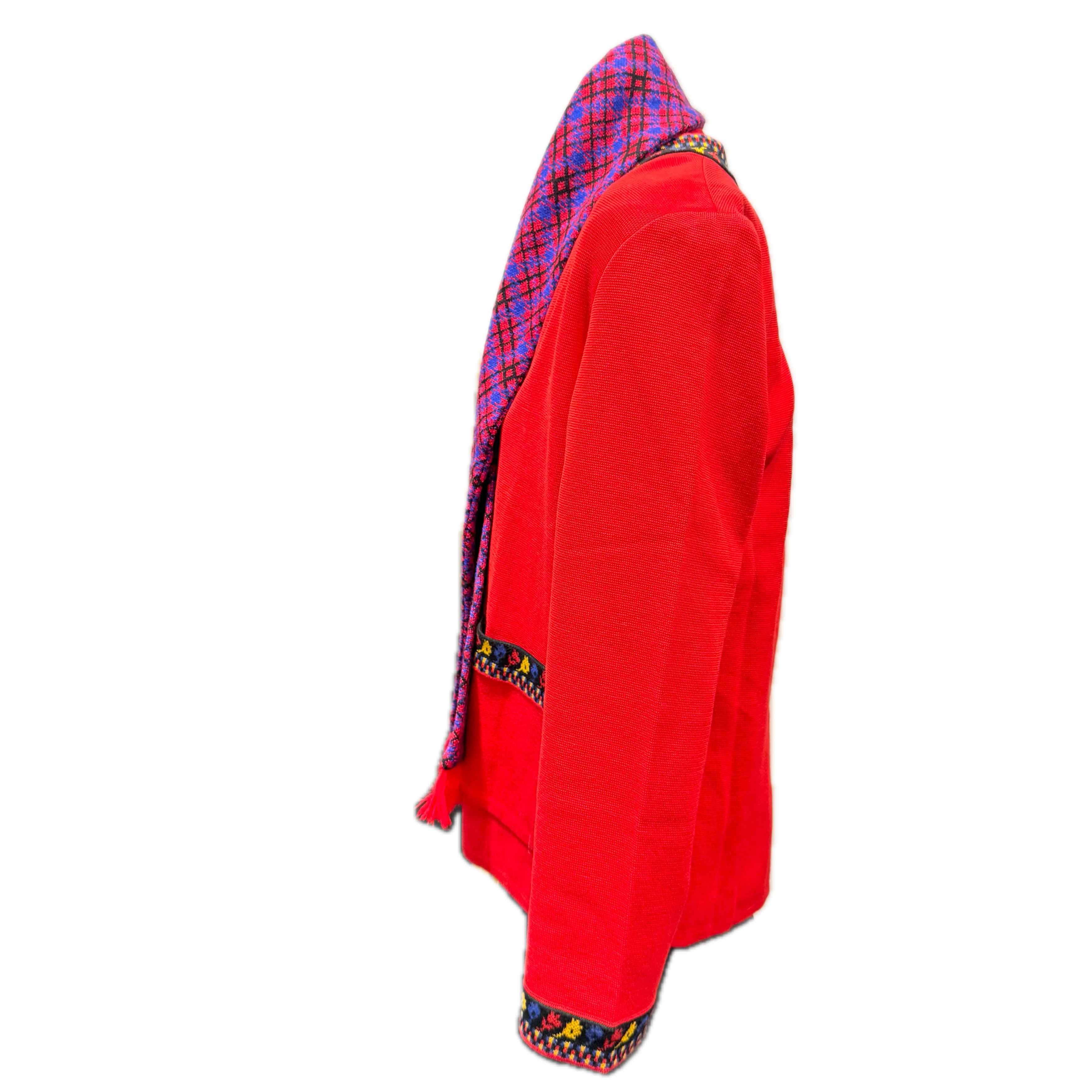 Saint Laurent Knitted Cardigan, Sweater and Scarf Set Wool Red M - Lost Designer