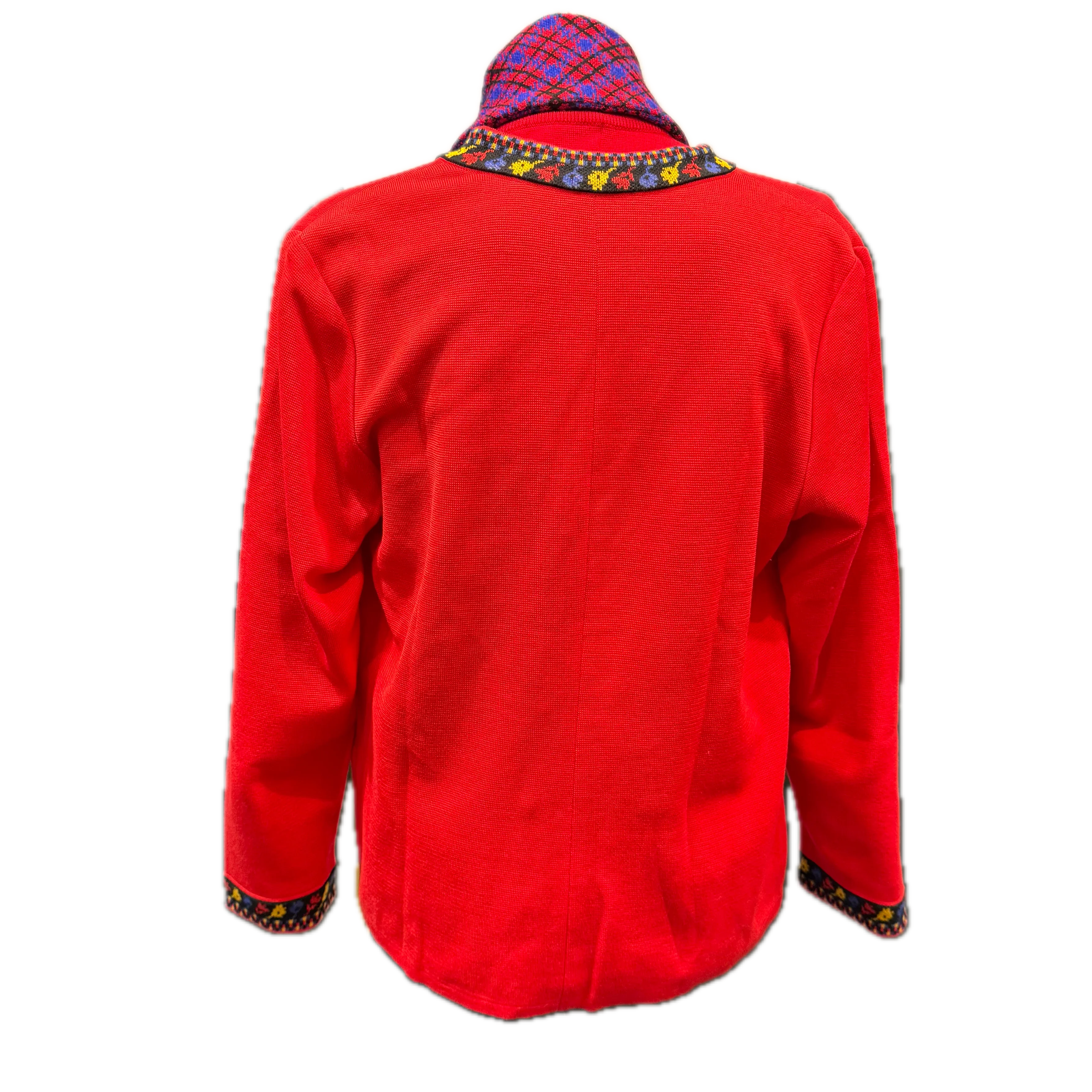 Saint Laurent Knitted Cardigan, Sweater and Scarf Set Wool Red M - Lost Designer