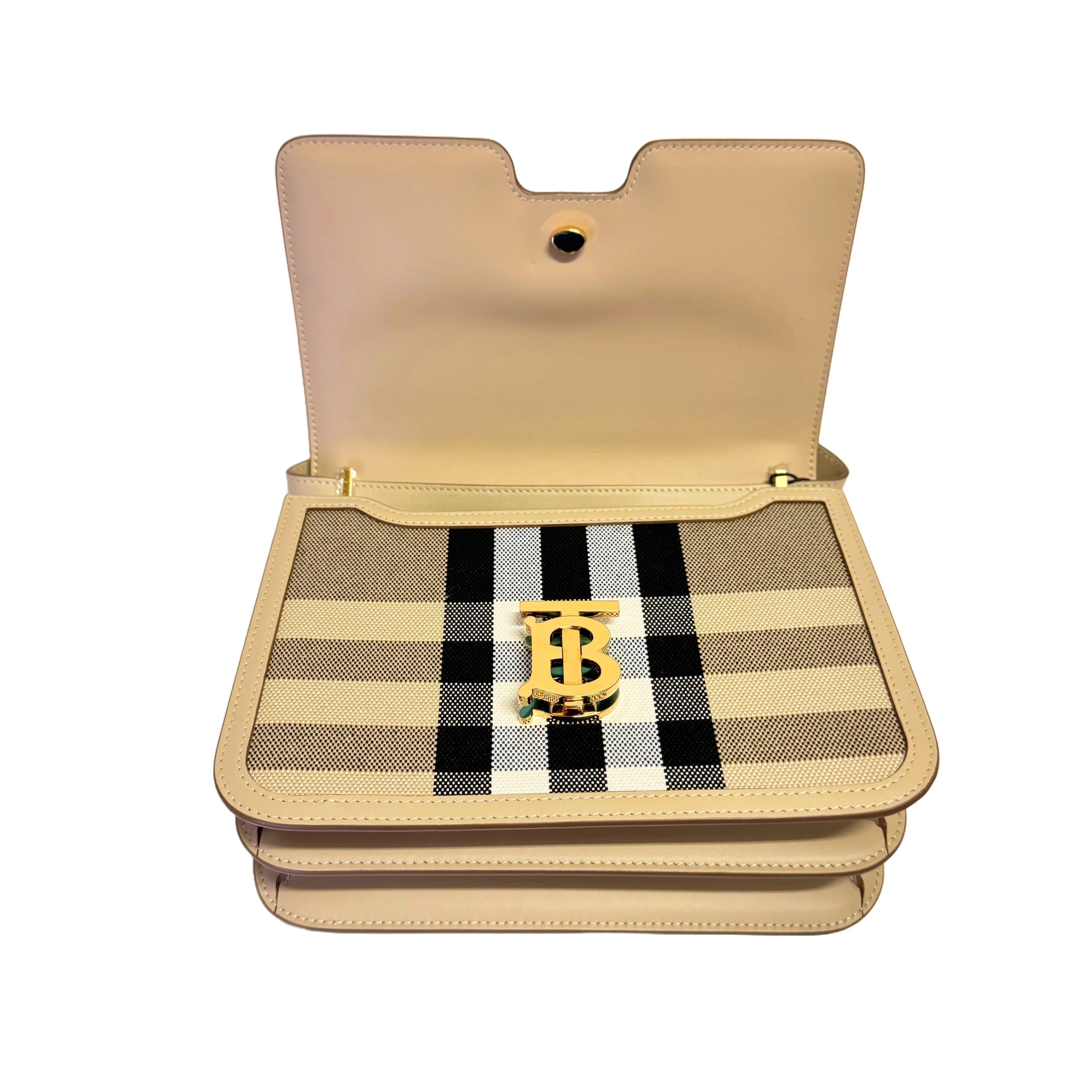 Burberry Canvas Check TB Crossbody Bag Beige - Lost Designer