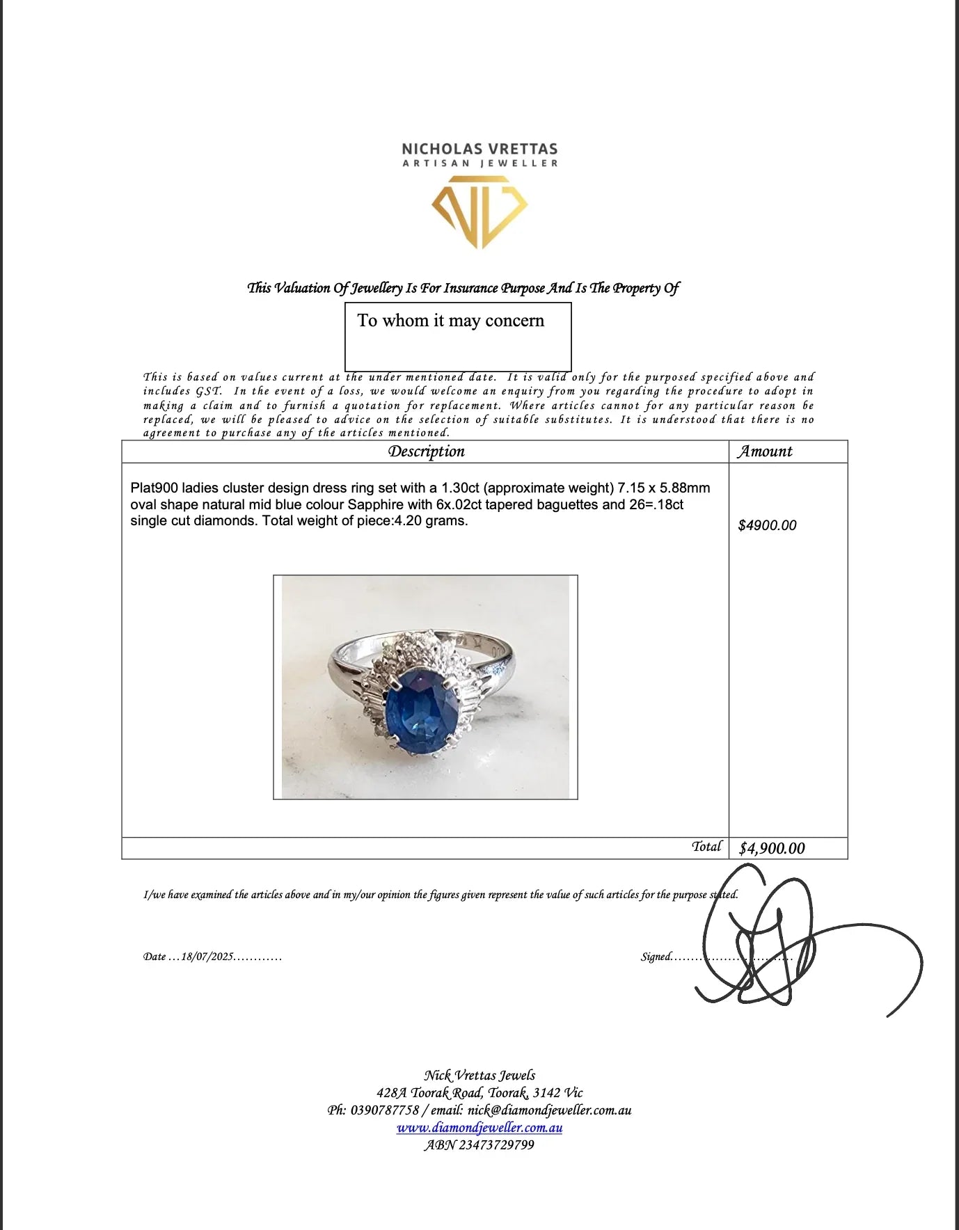 Platinum 900 Natural Sapphire 1.00ct & Diamond .02ct Cluster Ring Size R½ - Lost Designer