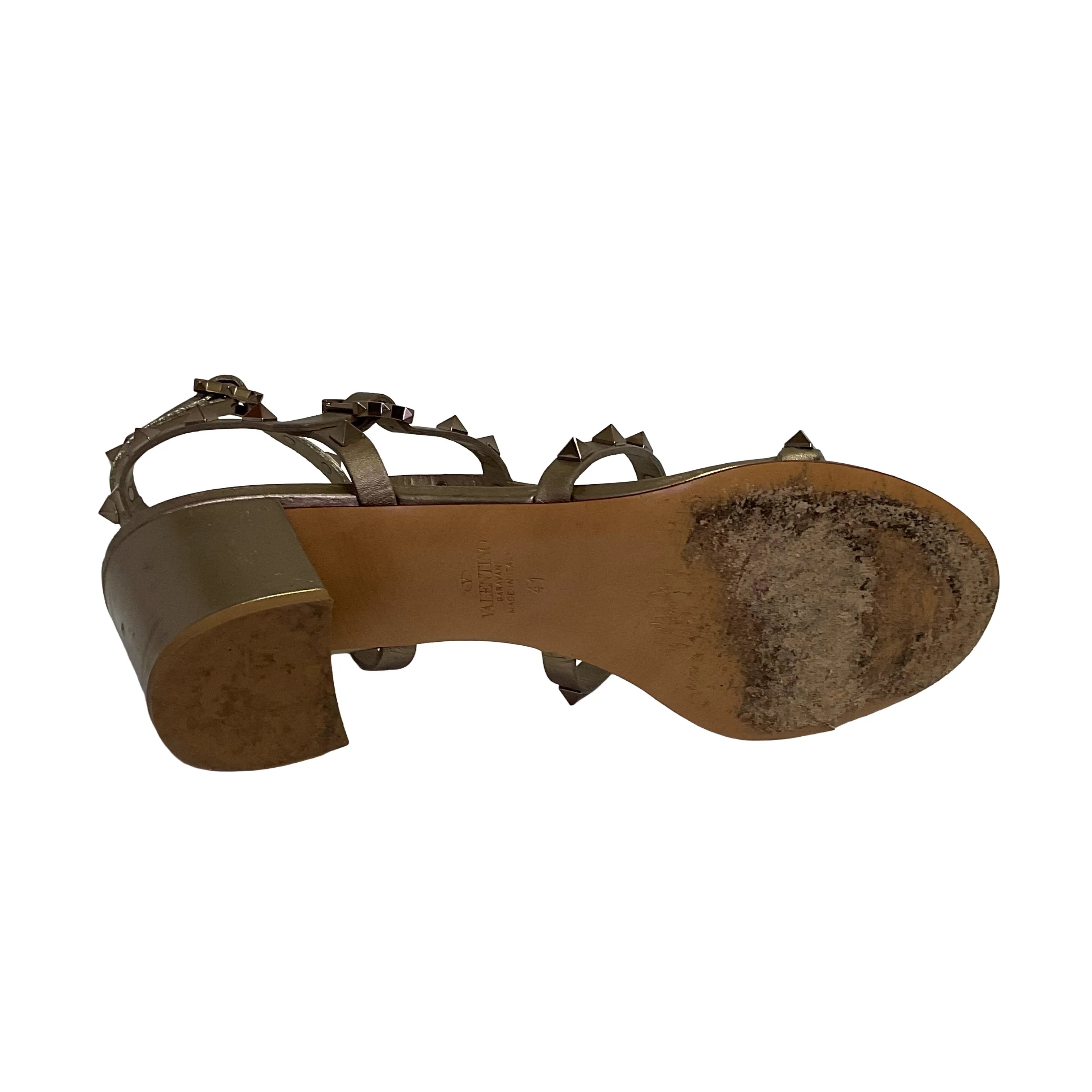 Valentino Rock Stud Heels Beige/Gold 41 - Lost Designer
