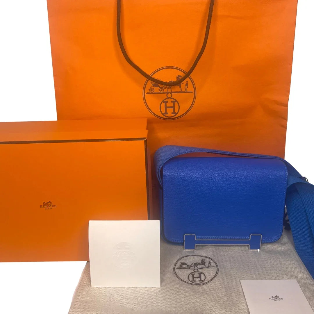 HERMÈS Geta Bag Bleu Electrique Mysore Goatskin 2024 Stamp - Lost Designer