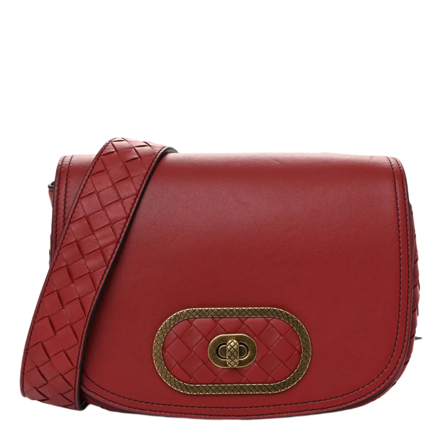Bottega Veneta Intrecciato Nappa BV Luna Crossbody Bag Burgundy - Lost Designer