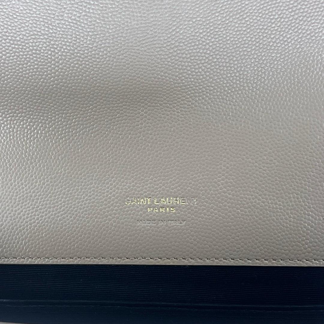 Saint Laurent Cassandra Clutch – Chevron Quilted Leather Beige - Lost Designer