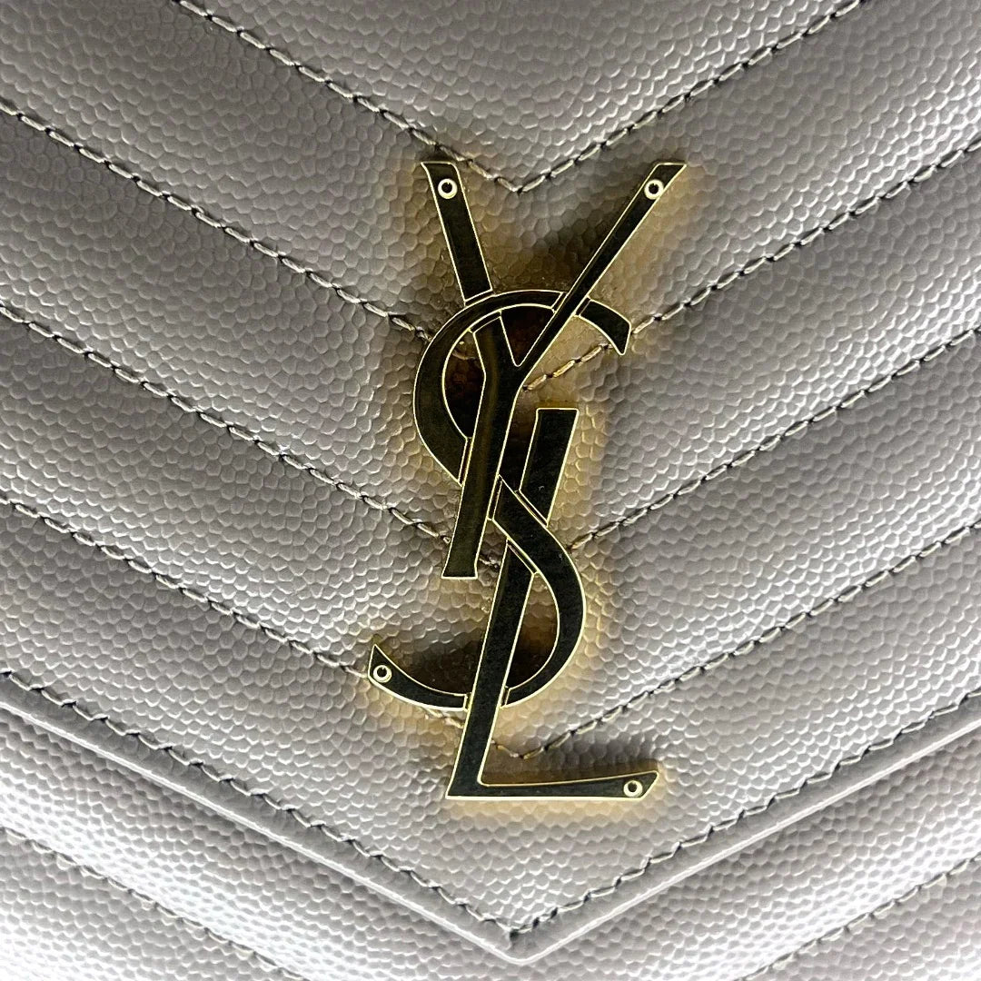 Saint Laurent Cassandra Clutch – Chevron Quilted Leather Beige - Lost Designer
