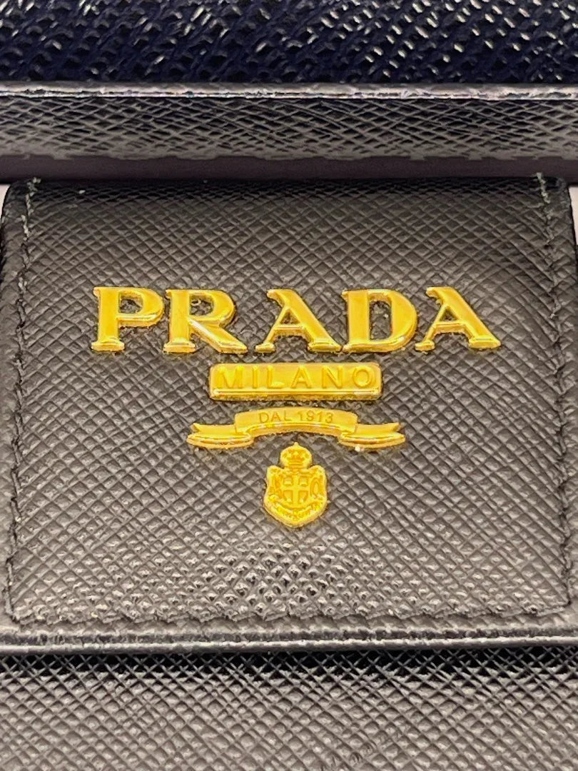 Prada Saffiano Metal Leather Continental Wallet Black - Lost Designer
