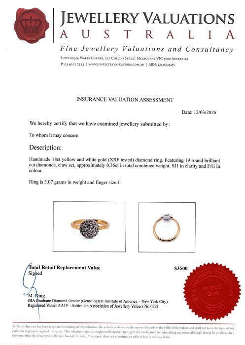 0.35Ct Natural Cluster Brilliant Cut Diamond Ring On 18K Gold